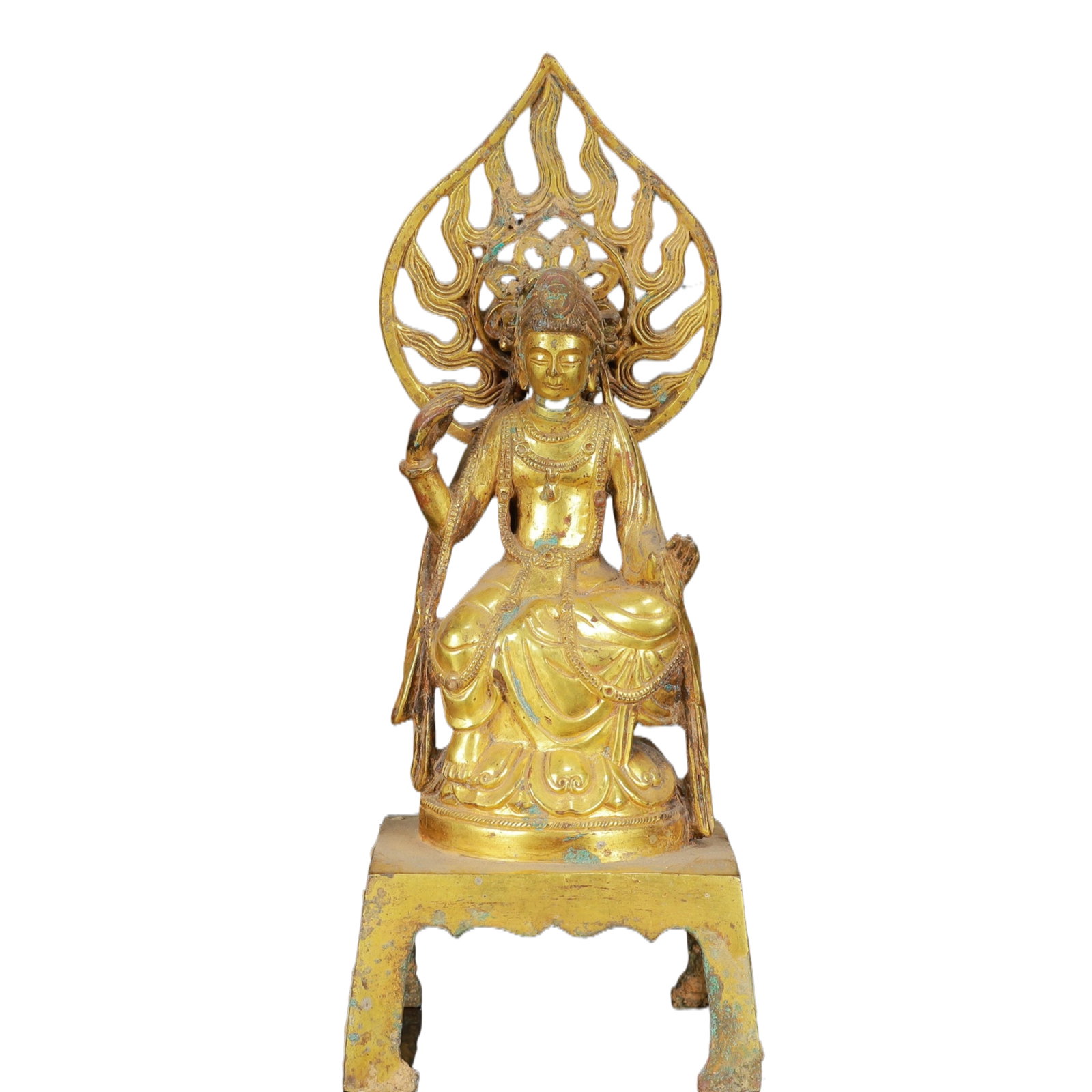 An Exquisite Gilt Bronze Statue of Sakyamuni: An Exquisite Gilt Bronze Statue of Sakyamuni,Qing Dynasty,China,Size:3.5inx3.1inx9.1in,Weight:682g 铜鎏金释迦摩尼像,中国清代