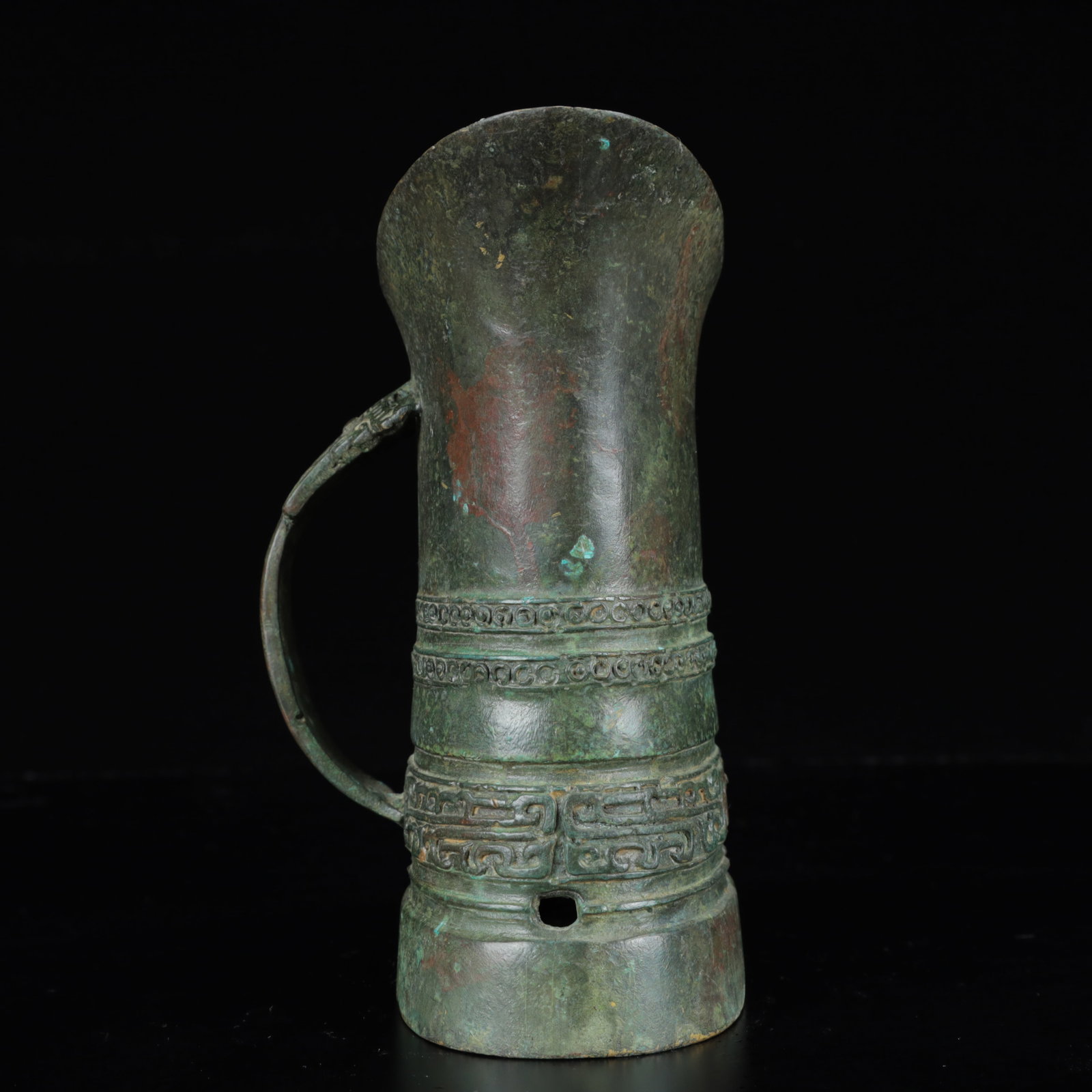An Archaic Bronze Beast-Face Pattern Libation Cup - 11