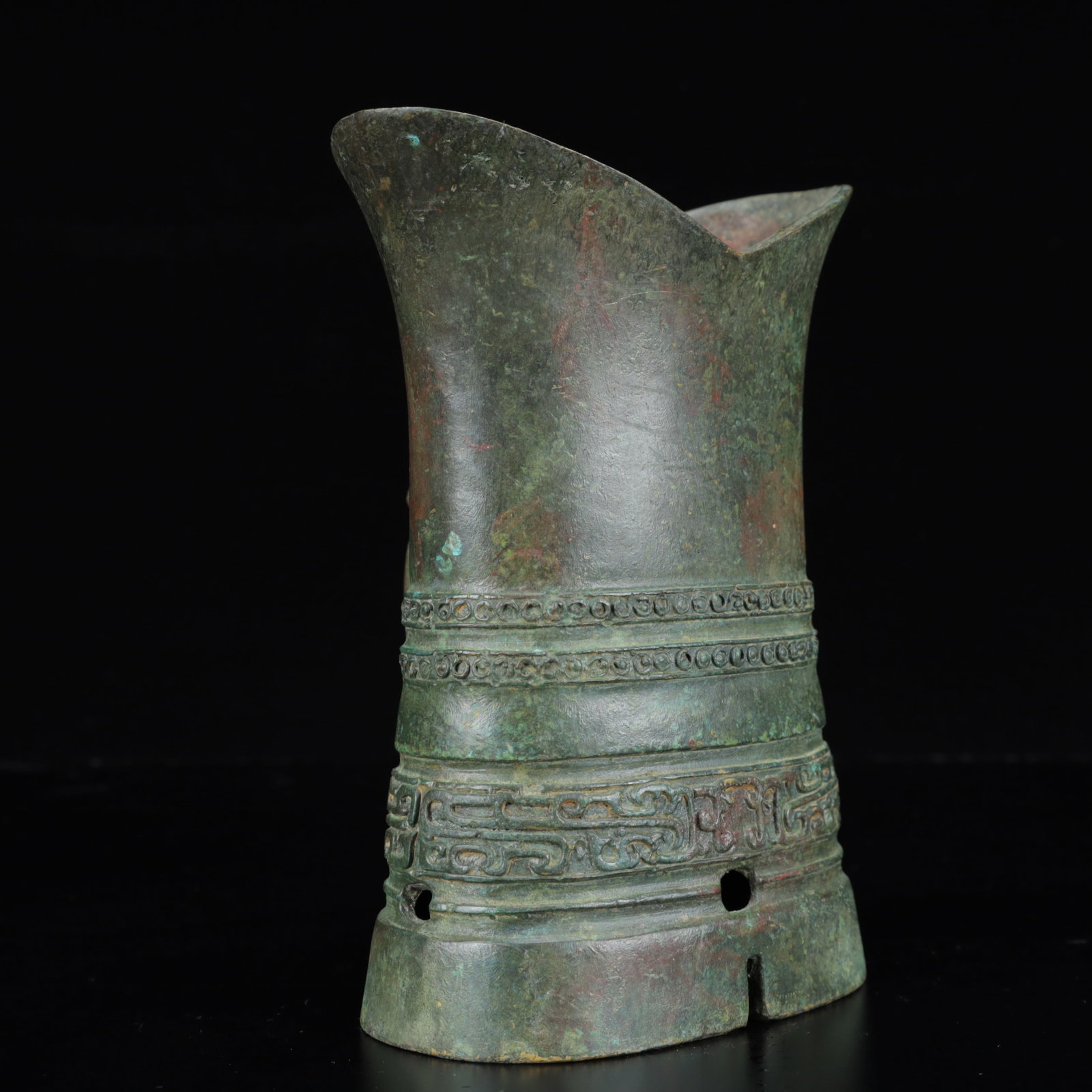 An Archaic Bronze Beast-Face Pattern Libation Cup - 12