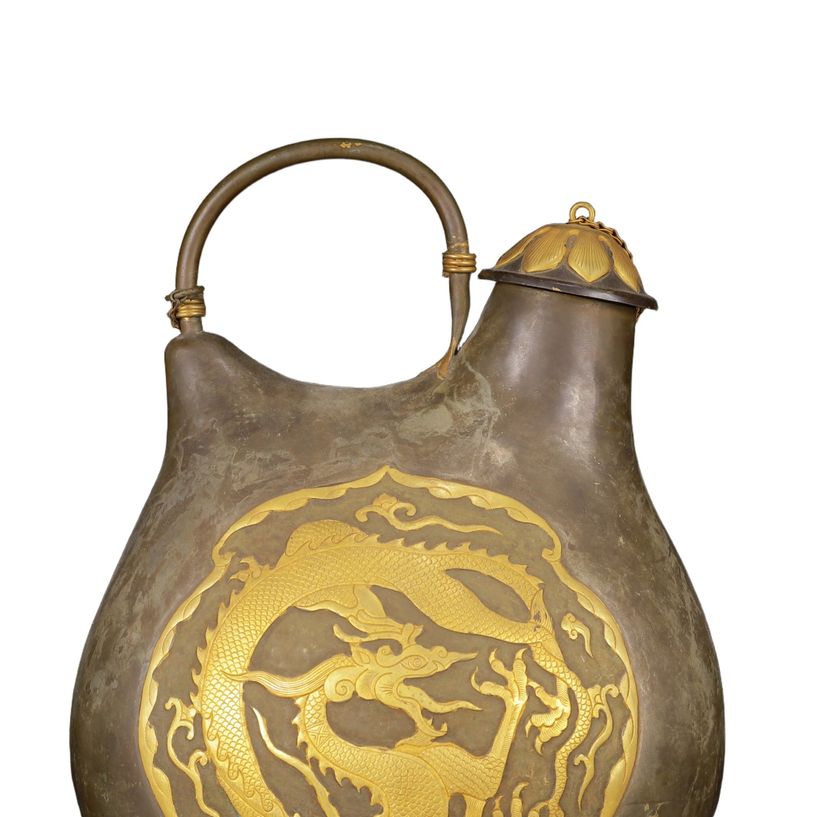 An Exquisite Gilt Silver Dragon Pattern Ewer - 2