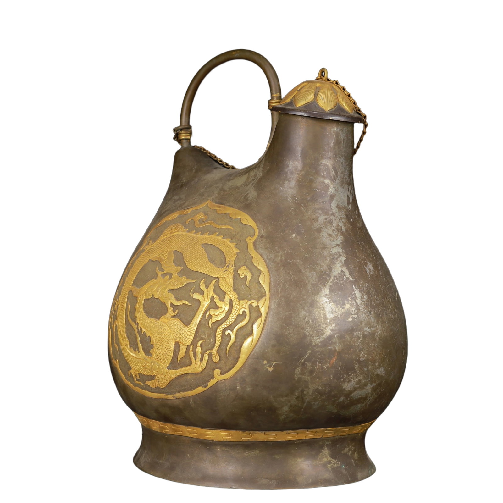 An Exquisite Gilt Silver Dragon Pattern Ewer - 4