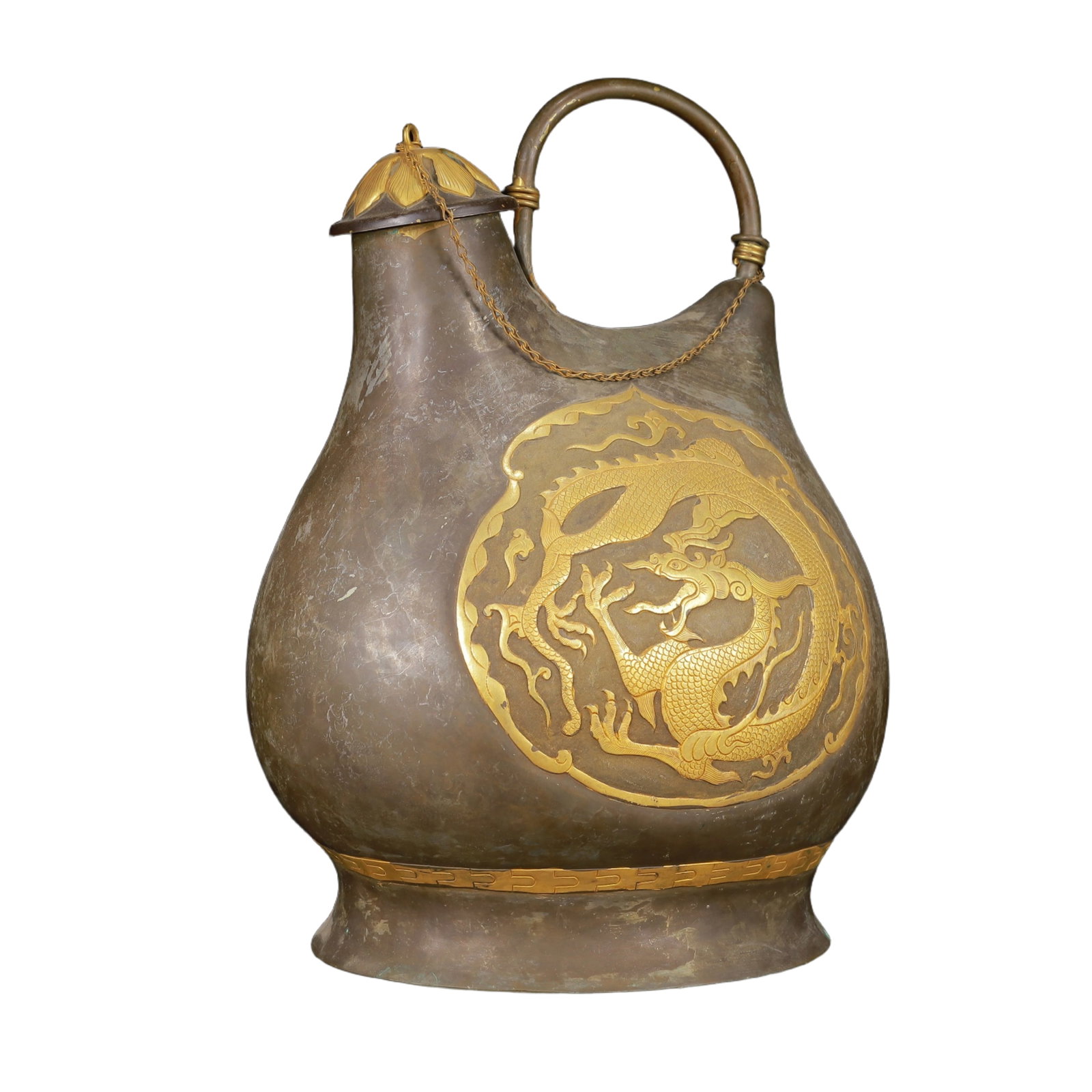 An Exquisite Gilt Silver Dragon Pattern Ewer - 6
