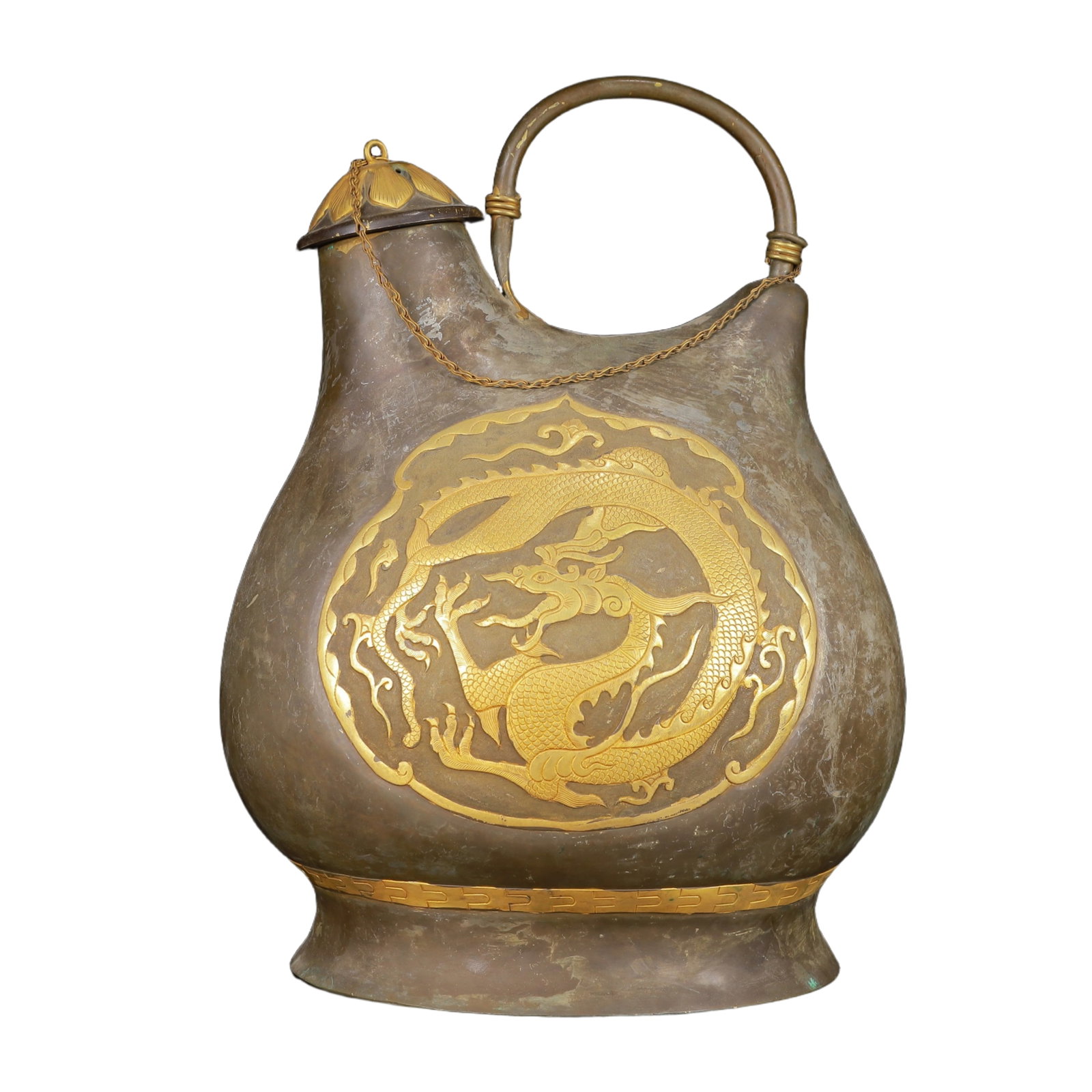 An Exquisite Gilt Silver Dragon Pattern Ewer - 7