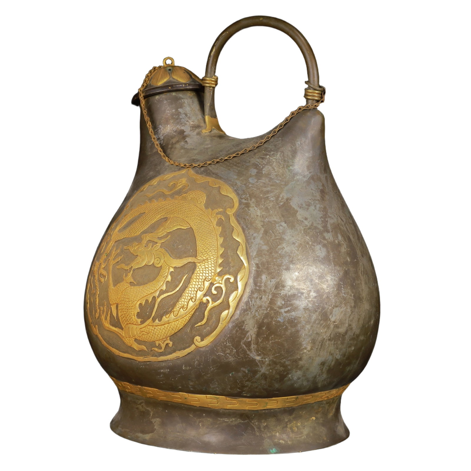 An Exquisite Gilt Silver Dragon Pattern Ewer - 9