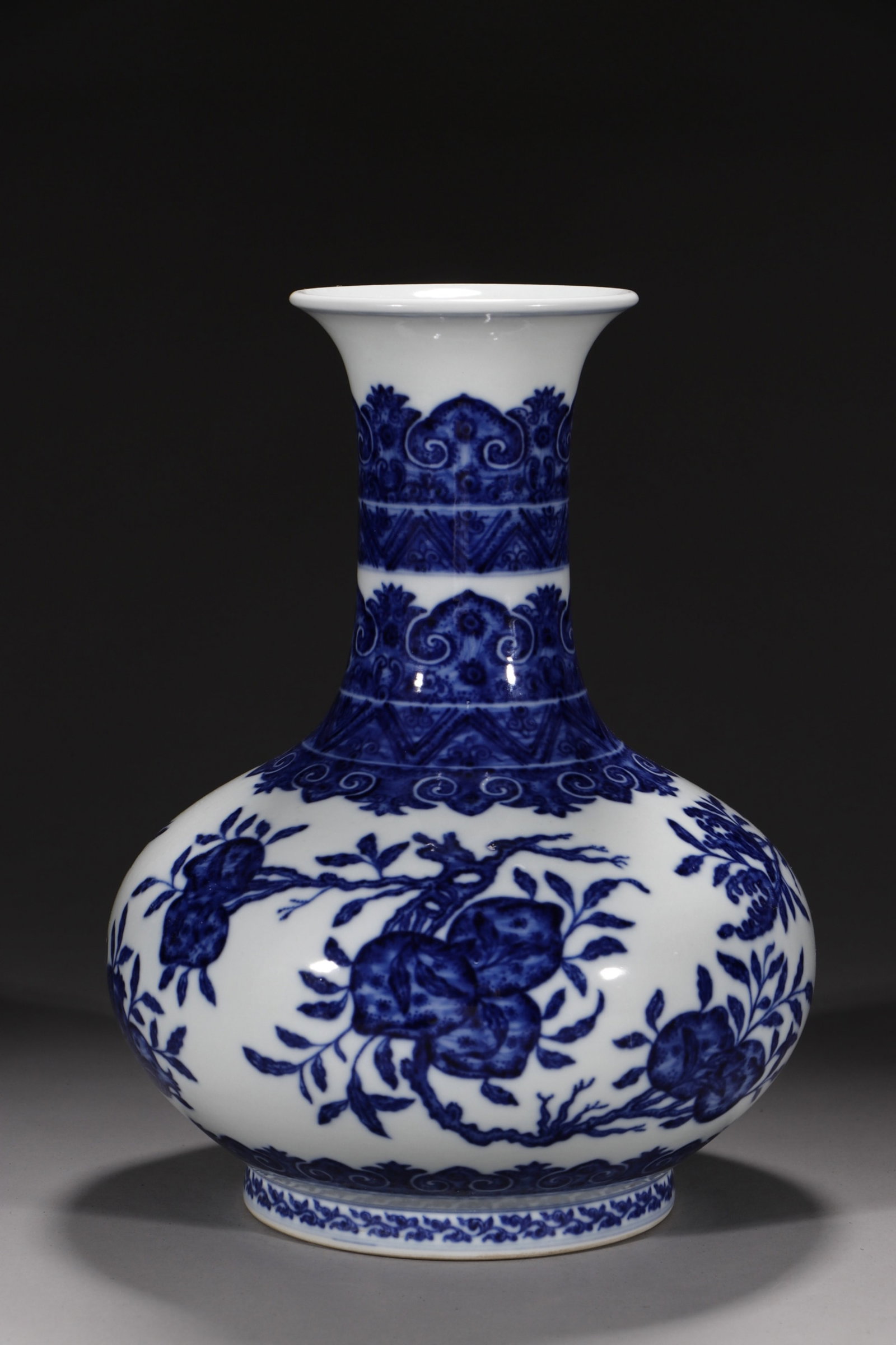 An Exquisite Blue and White Flower and Fruit Pattern Vase (1 of 9)
