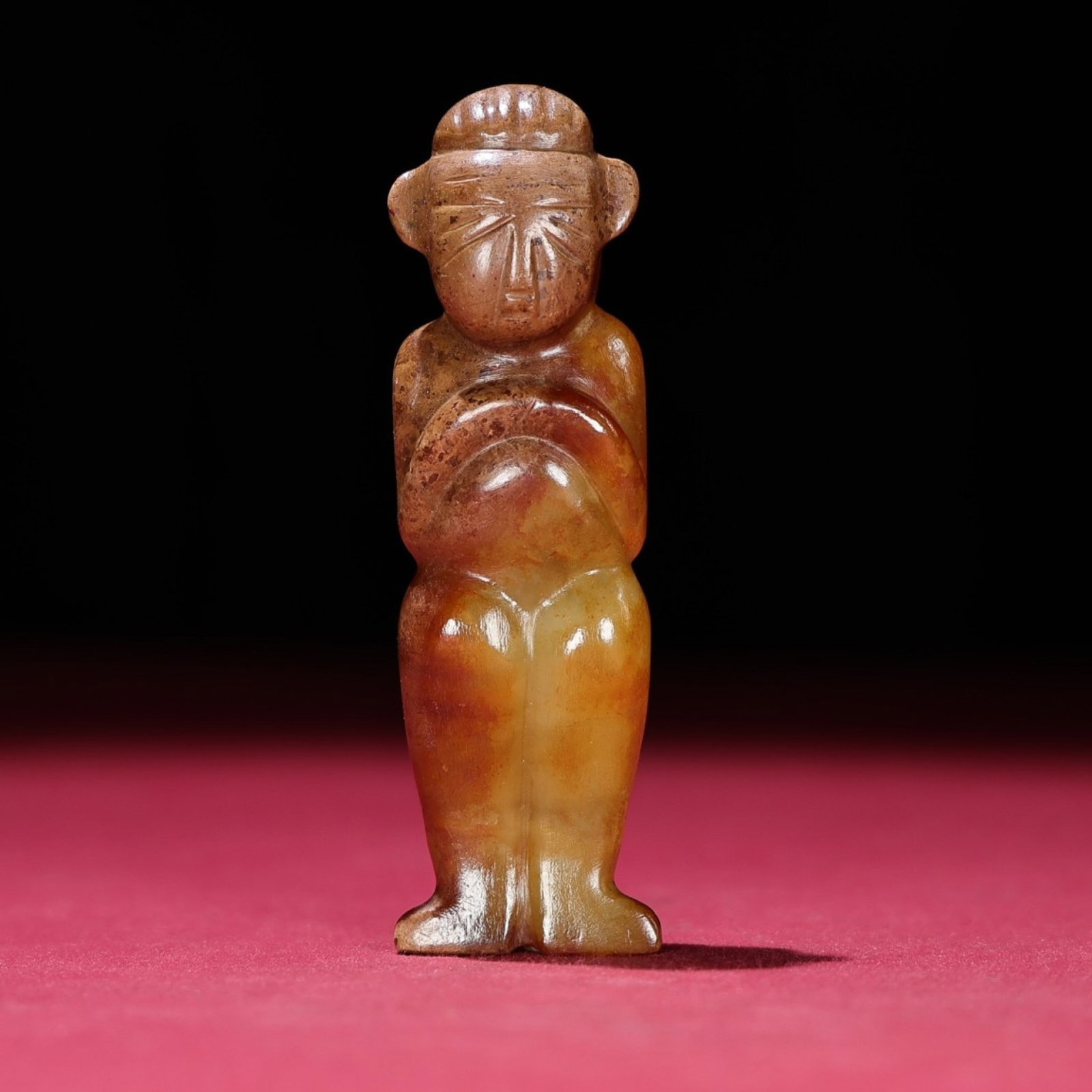An Exquisite Archaic Jade Figure Ornament: An Exquisite Archaic Jade Figure Ornament,Ancient Time,China,Size:3.7inx1.1inx0.6in,Weight:70g 高古玉人物摆件,中国远古时期