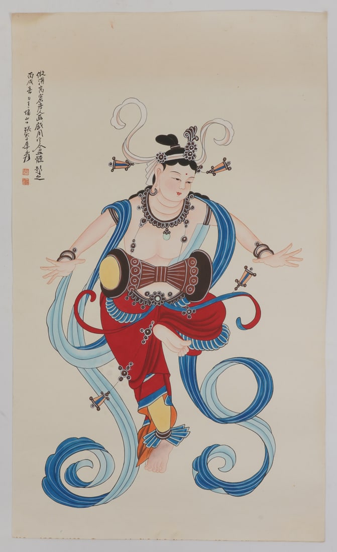 A Chinese Ink Painting of Character and Story on Paper: A Chinese Ink Painting of Character and Story on Paper,Zhang Daqian,Size:48inx28.7in 一幅中国水墨人物故事画,张大千