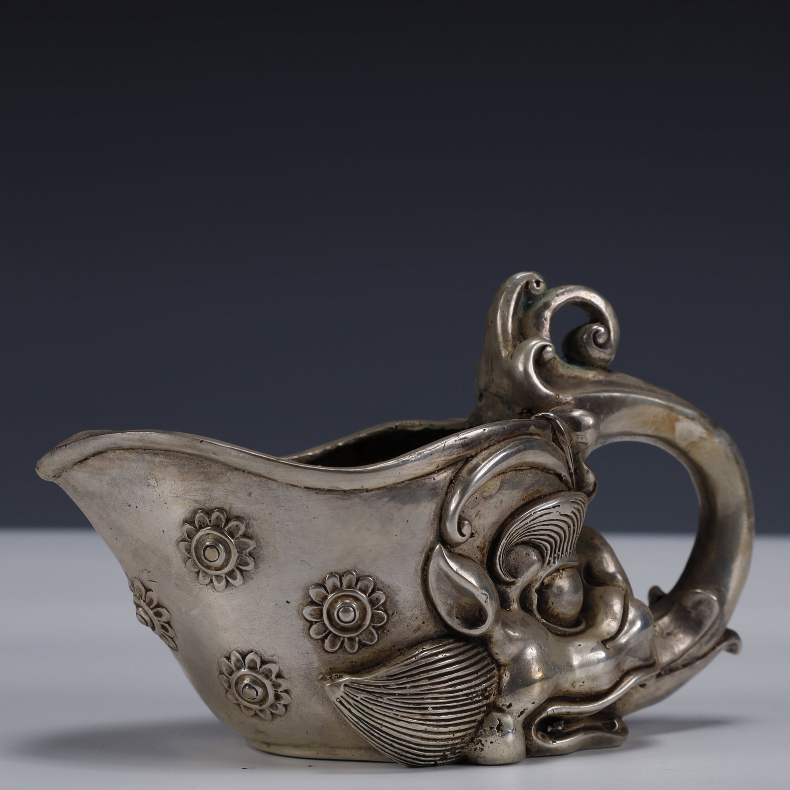 An Exquisite Silver-Plated Bronze Dragon Pattern Cup - 5