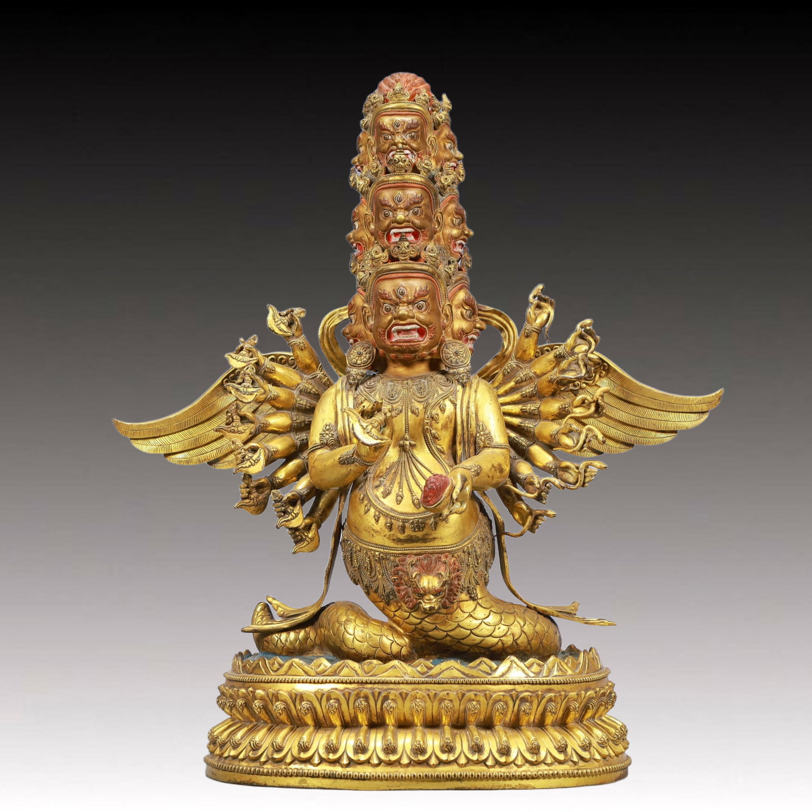A Solemn Gilt Bronze Statue of Vajra: A Solemn Gilt Bronze Statue of Vajra,Ming Dynasty, China,Size:16.1inx7.5inx18.9in Weight:10550g 铜鎏金金刚像,中国明代