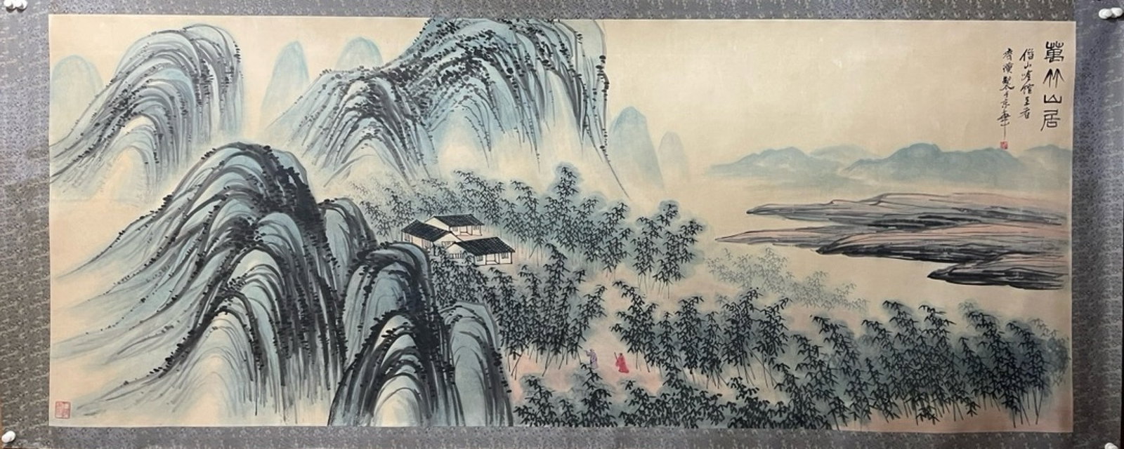 A Chinese Ink Painting of Landscape on Paper: A Chinese Ink Painting of Landscape on Paper,Qi Baishi,Size:141.7inx57.1in 一幅中国水墨山水画,齐白石