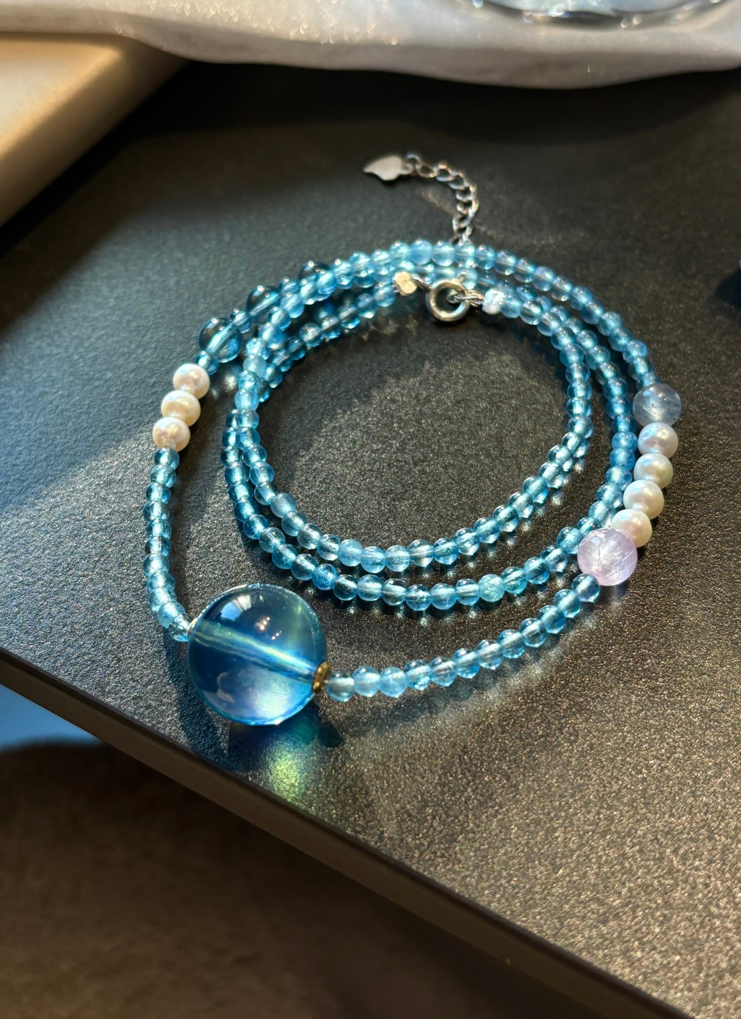 An Exquisite Aquamarine Necklace: An Exquisite Aquamarine Necklace,Size:0.6in,Weight:13.2g 海蓝宝项链