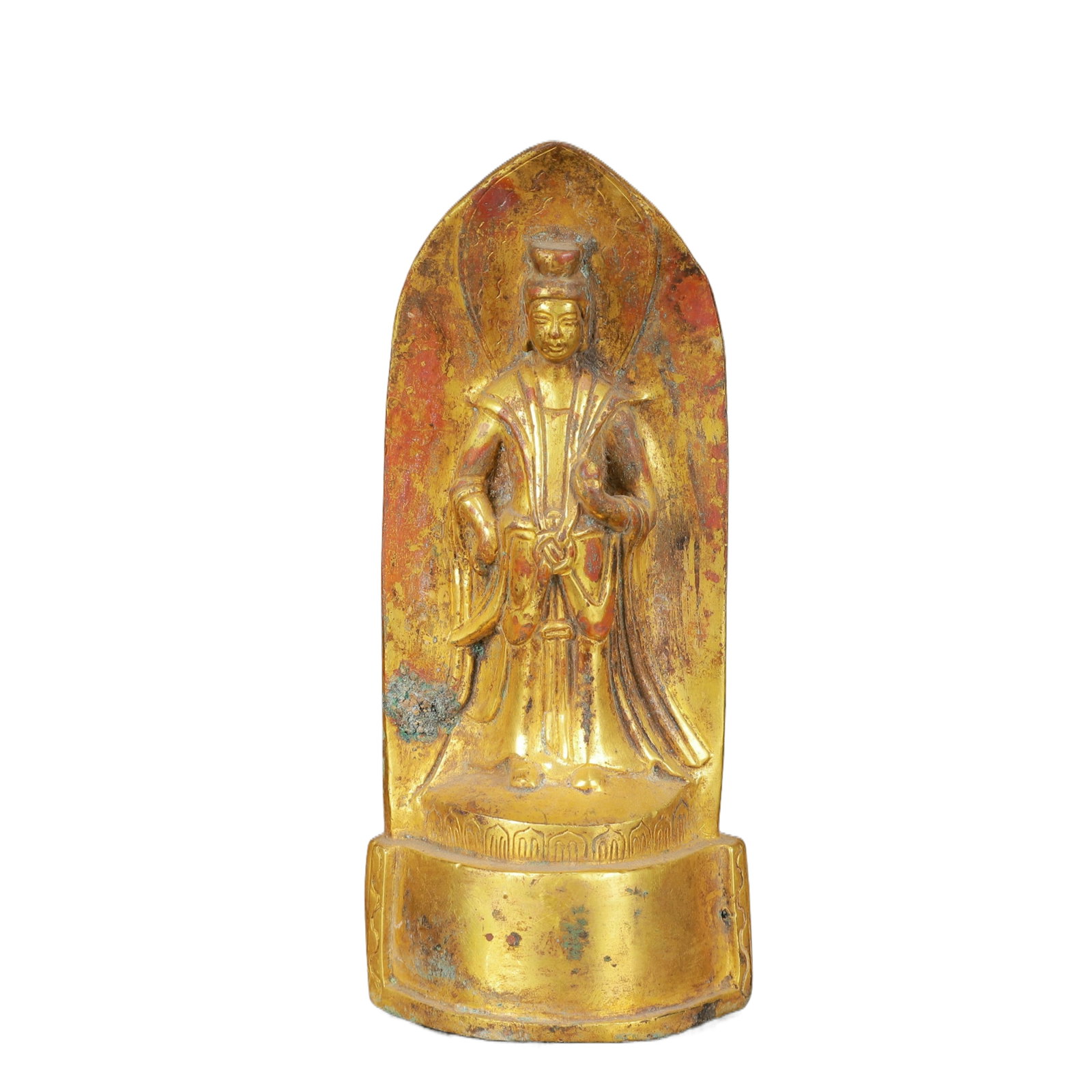 An Exquisite Gilt Bronze Statue of Sakyamuni: An Exquisite Gilt Bronze Statue of Sakyamuni,Qing Dynasty,China,Size:2.8inx1.6inx5.9in,Weight:377g 铜鎏金释迦摩尼像,中国清代