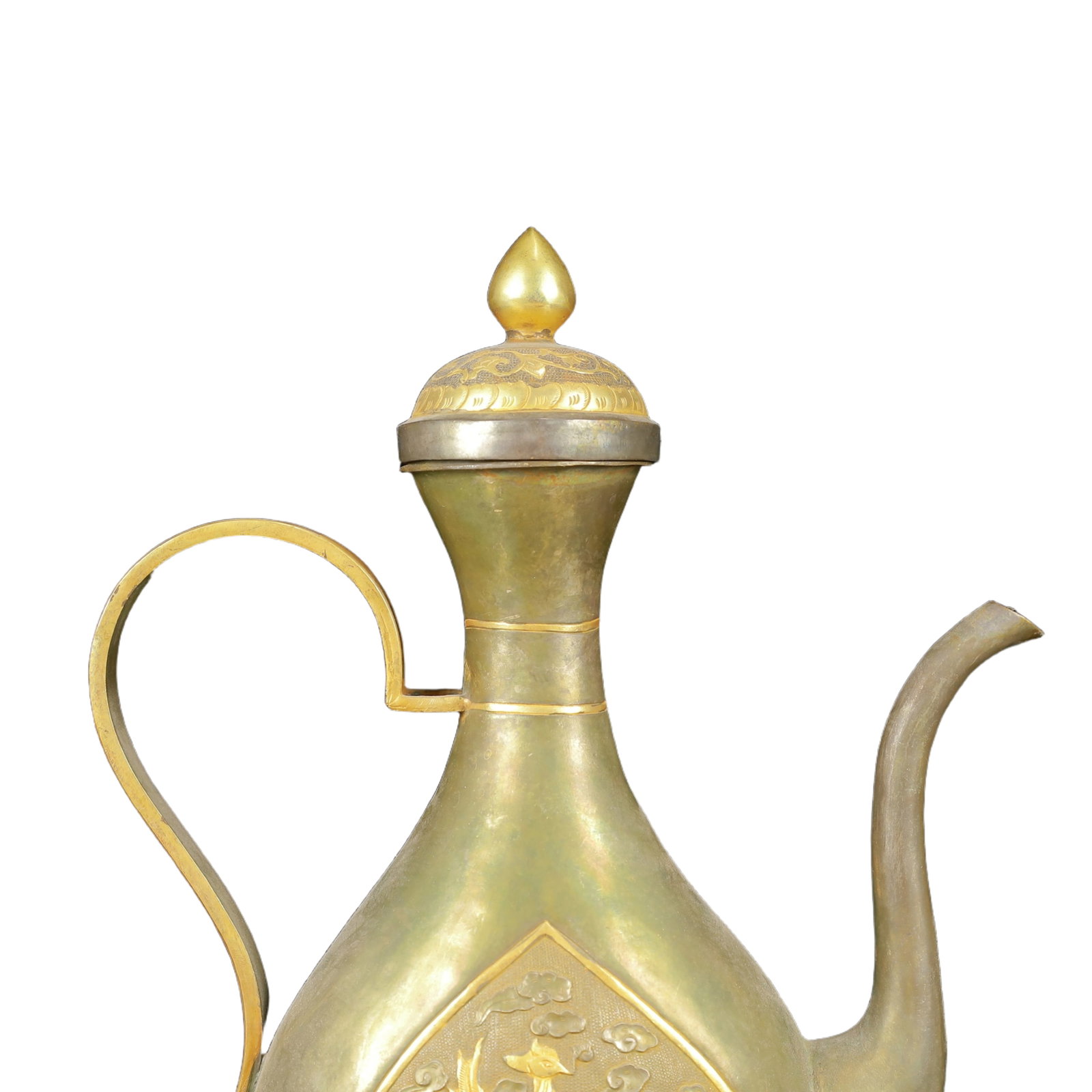 An Exquisite Gilt Silver Phoenix Pattern Ewer - 8
