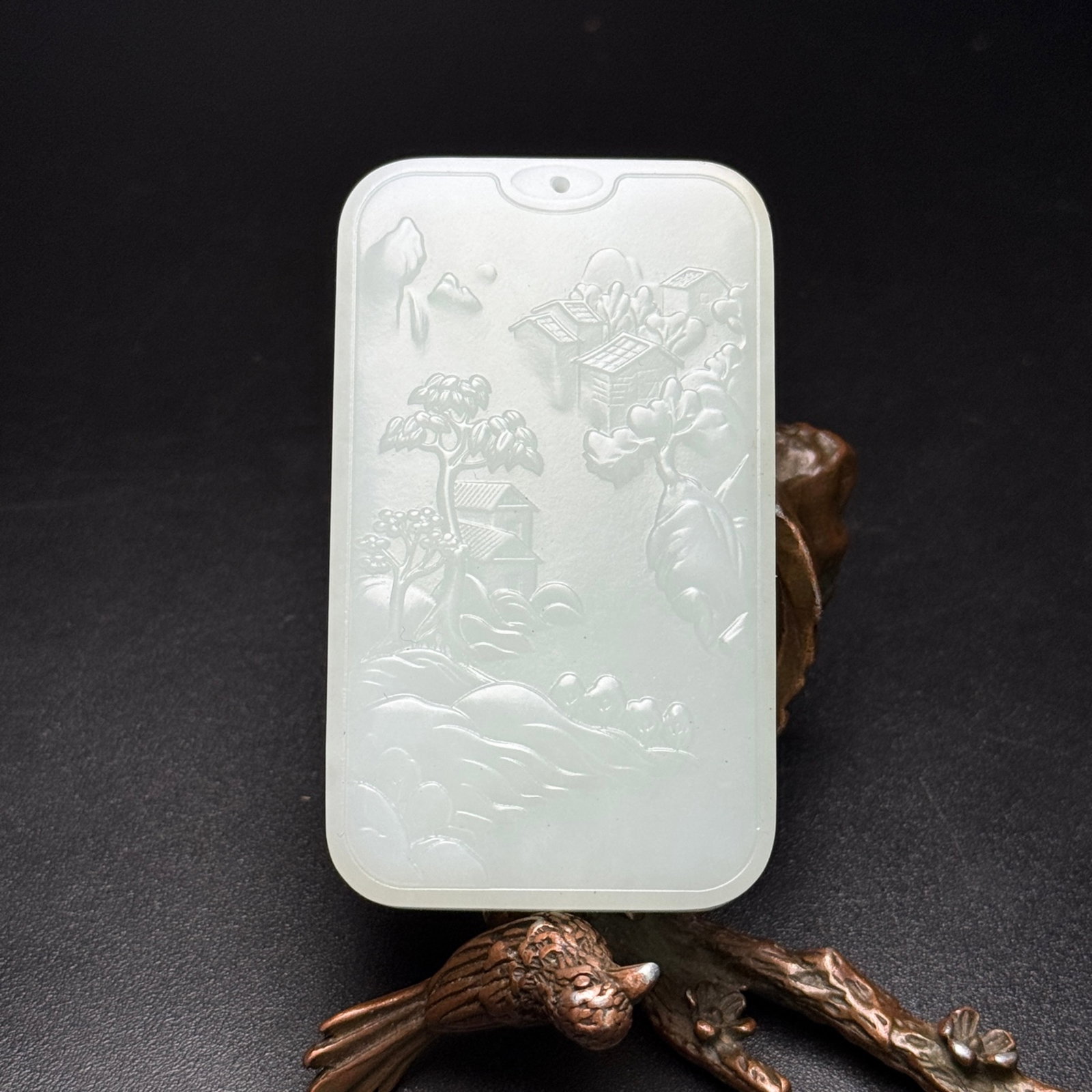 An Exquisite White Jade Landscape Pattern Pendant (1 of 7)