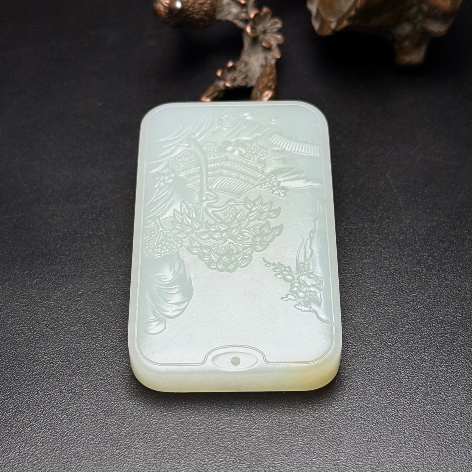An Exquisite White Jade Landscape Pattern Pendant - 5