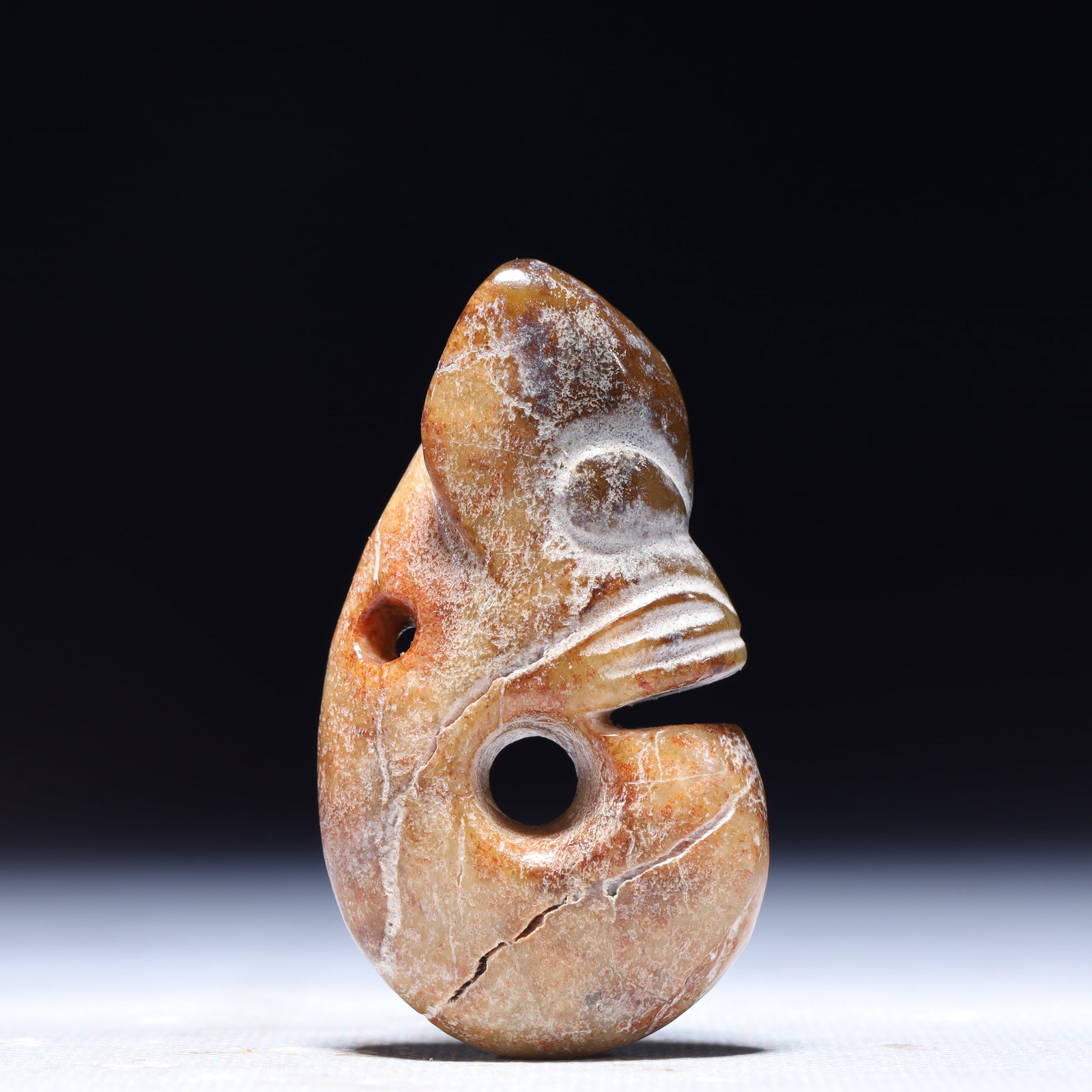 An Archaic Hongshan Culture Yellow Jade Pig and Dragon Pendant: An Archaic Hongshan Culture Yellow Jade Pig and Dragon Pendant,Ancient Time,China,Size:1.4inx0.6inx2.4in,Weight:63g 红山文化黄玉猪龙挂件,