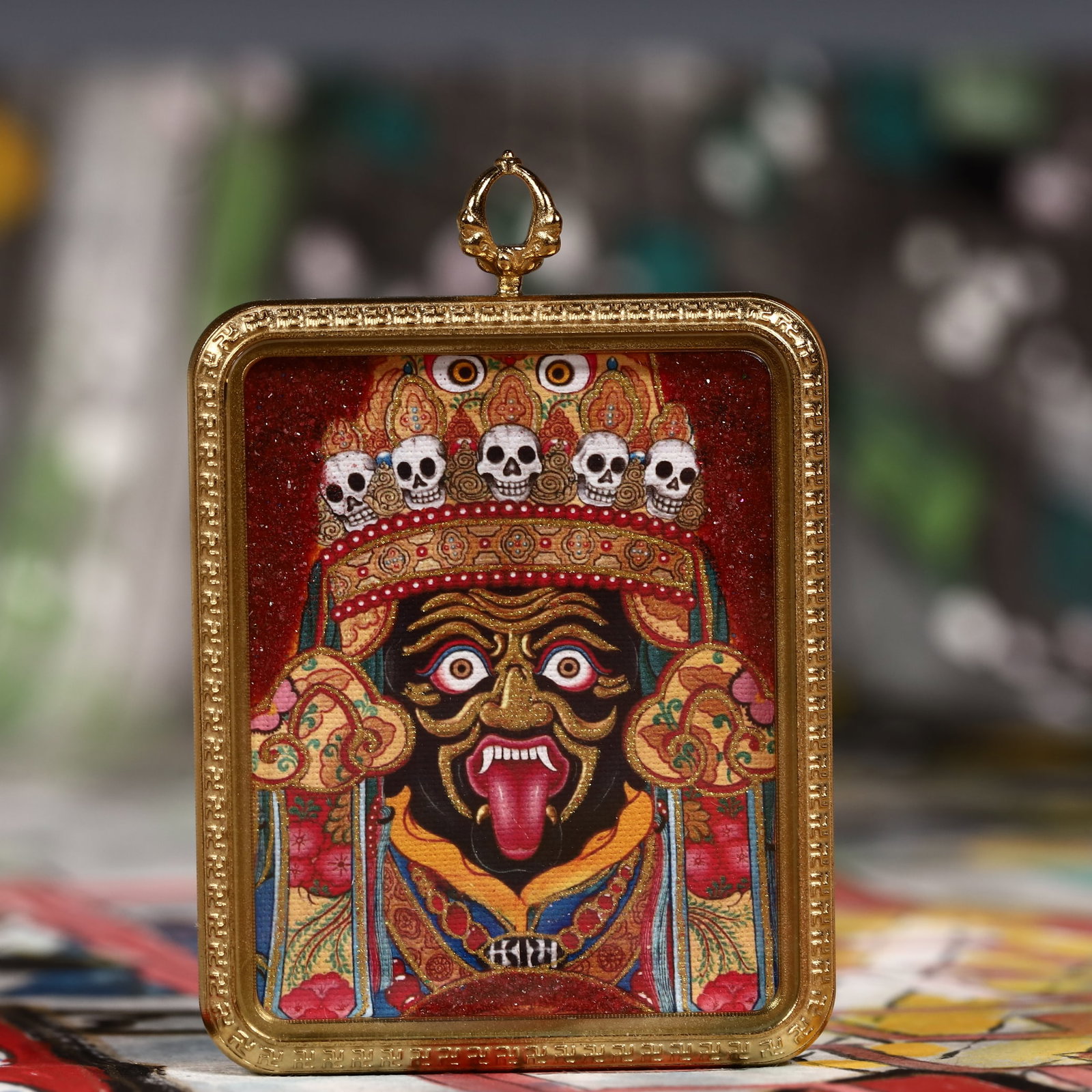 An Exquisite Painted Color Statue of Mammon Tangka: An Exquisite Painted Color Statue of Mammon Tangka,Size:2inx2.8in 彩绘财神像唐卡