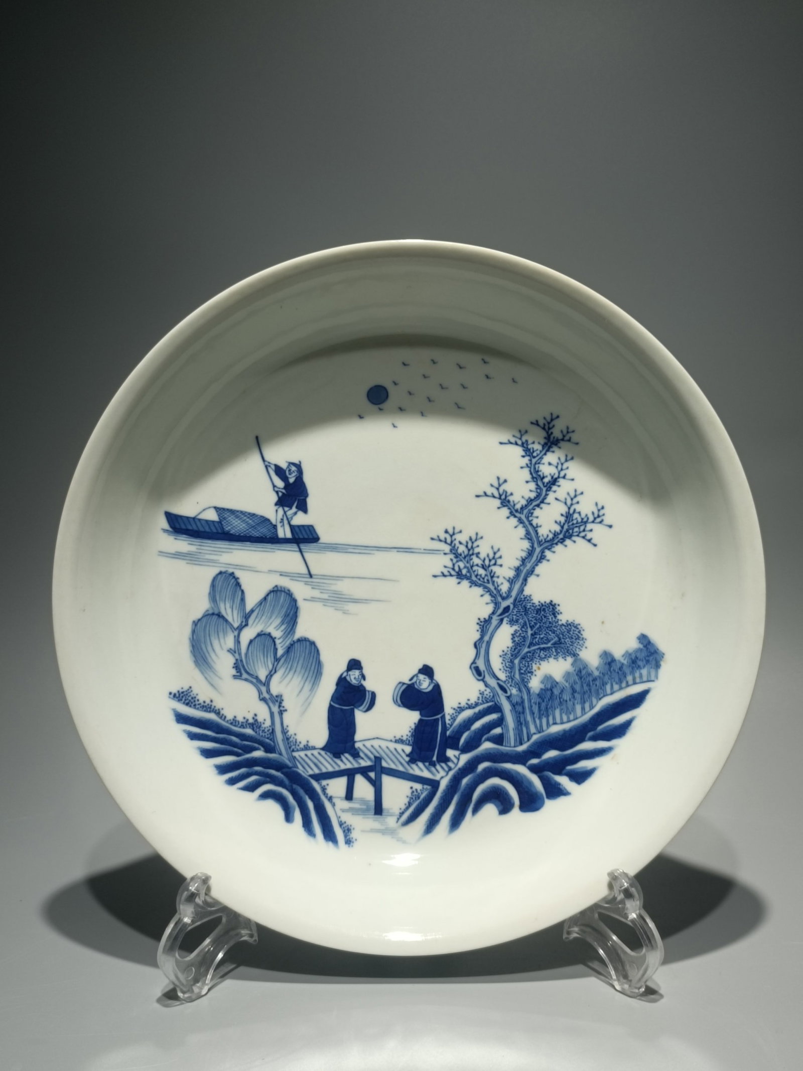 An Exquisite Blue and White Character and Story Pattern Plate: An Exquisite Blue and White Character and Story Pattern Plate,Qing Dynasty,China,Kangxi Six-character Mark,Size:9.8in