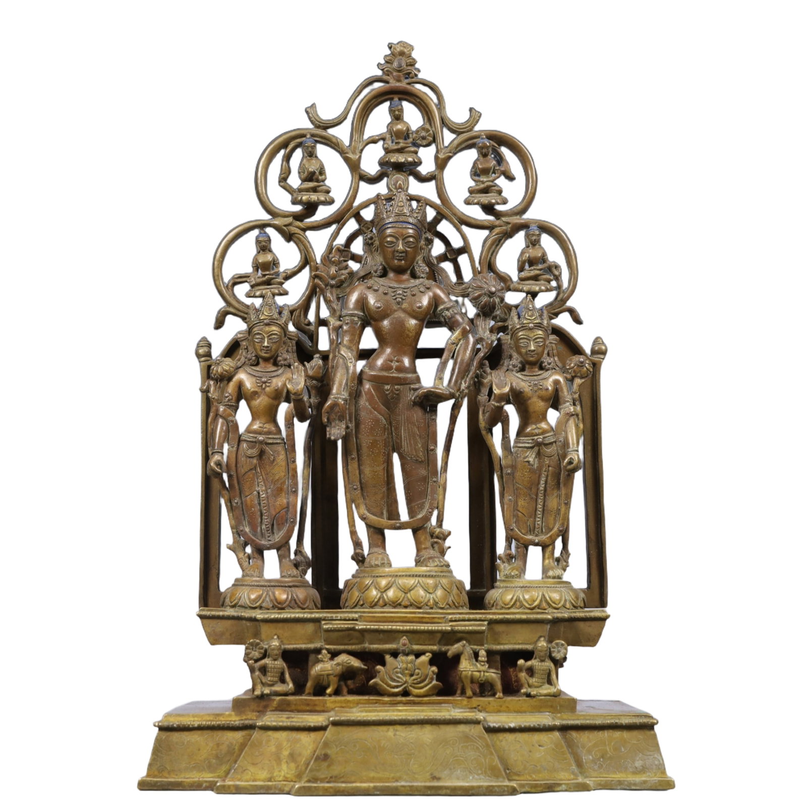 A Solemn Gilt Bronze Statue of Avalokitesvara, With Inscription (1 of 9)