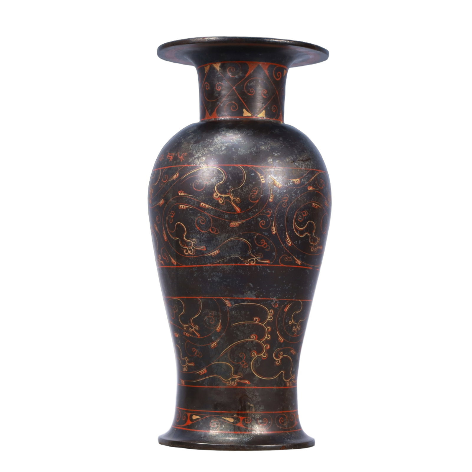 A Rare Lacquer Painted Color Dragon Pattern Vase - 2