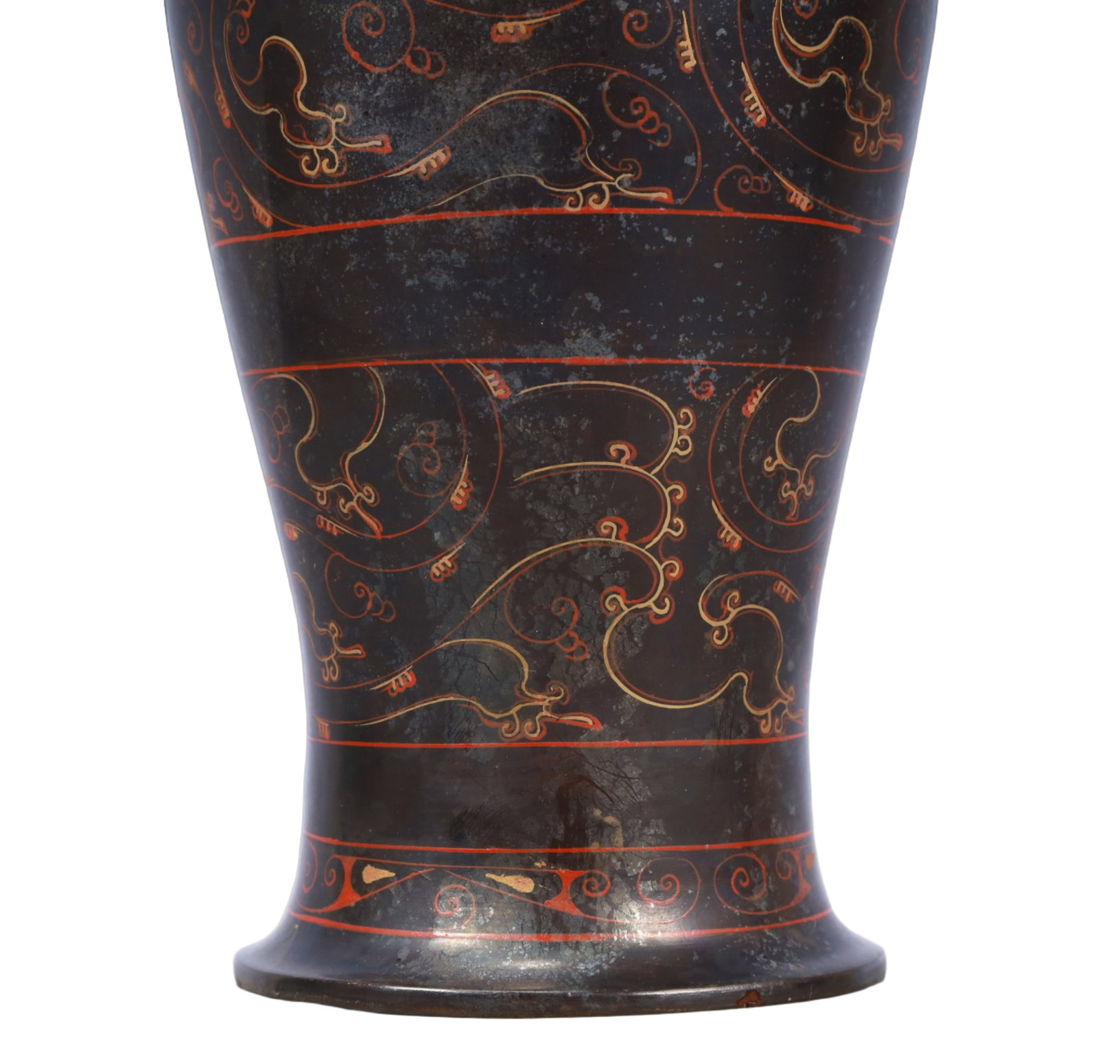 A Rare Lacquer Painted Color Dragon Pattern Vase - 4