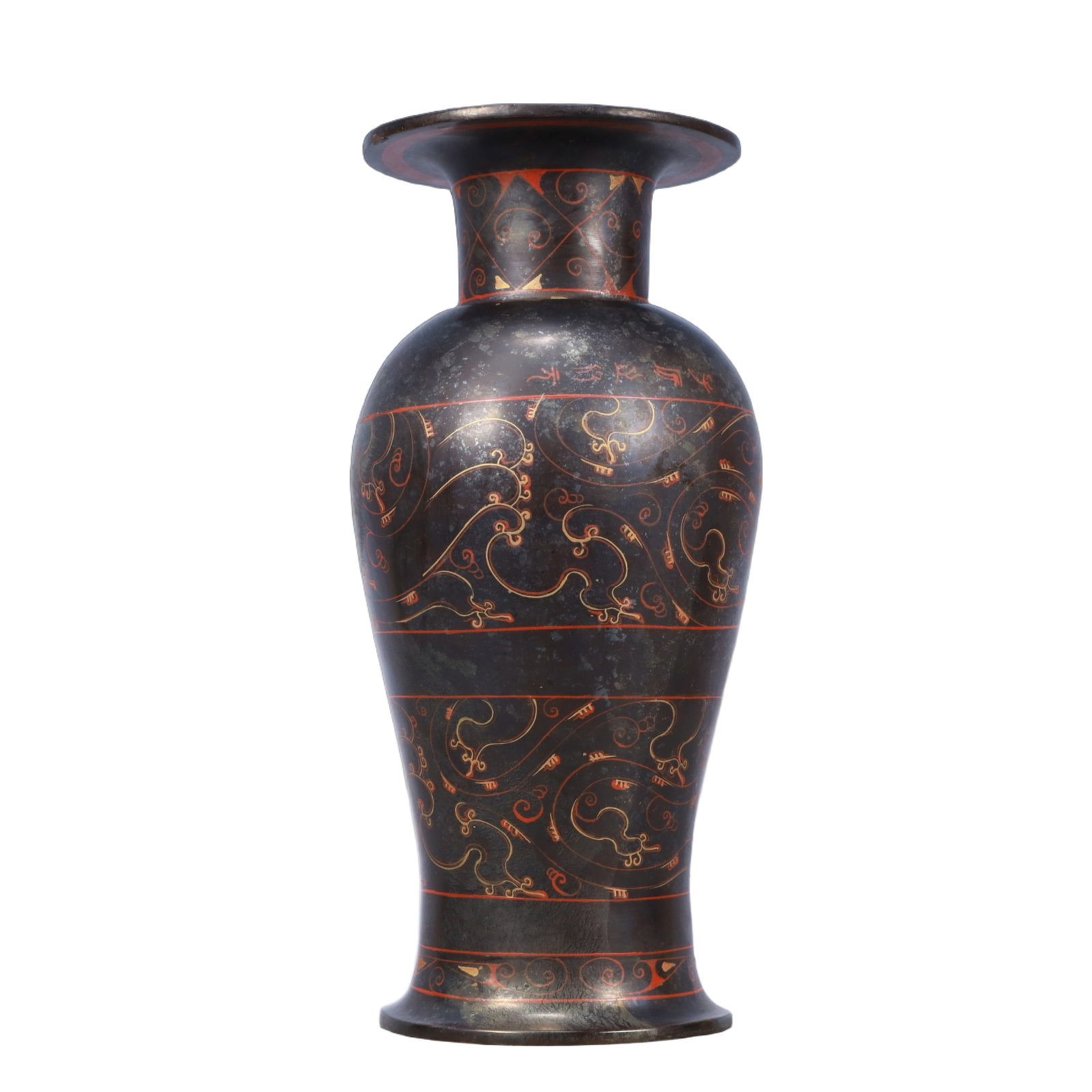 A Rare Lacquer Painted Color Dragon Pattern Vase - 5