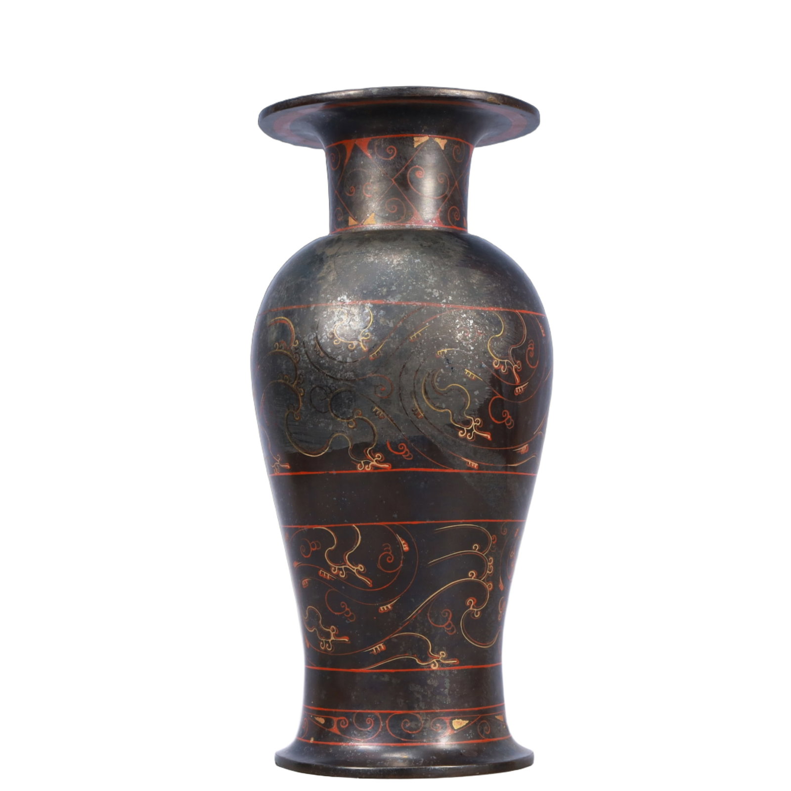 A Rare Lacquer Painted Color Dragon Pattern Vase - 6