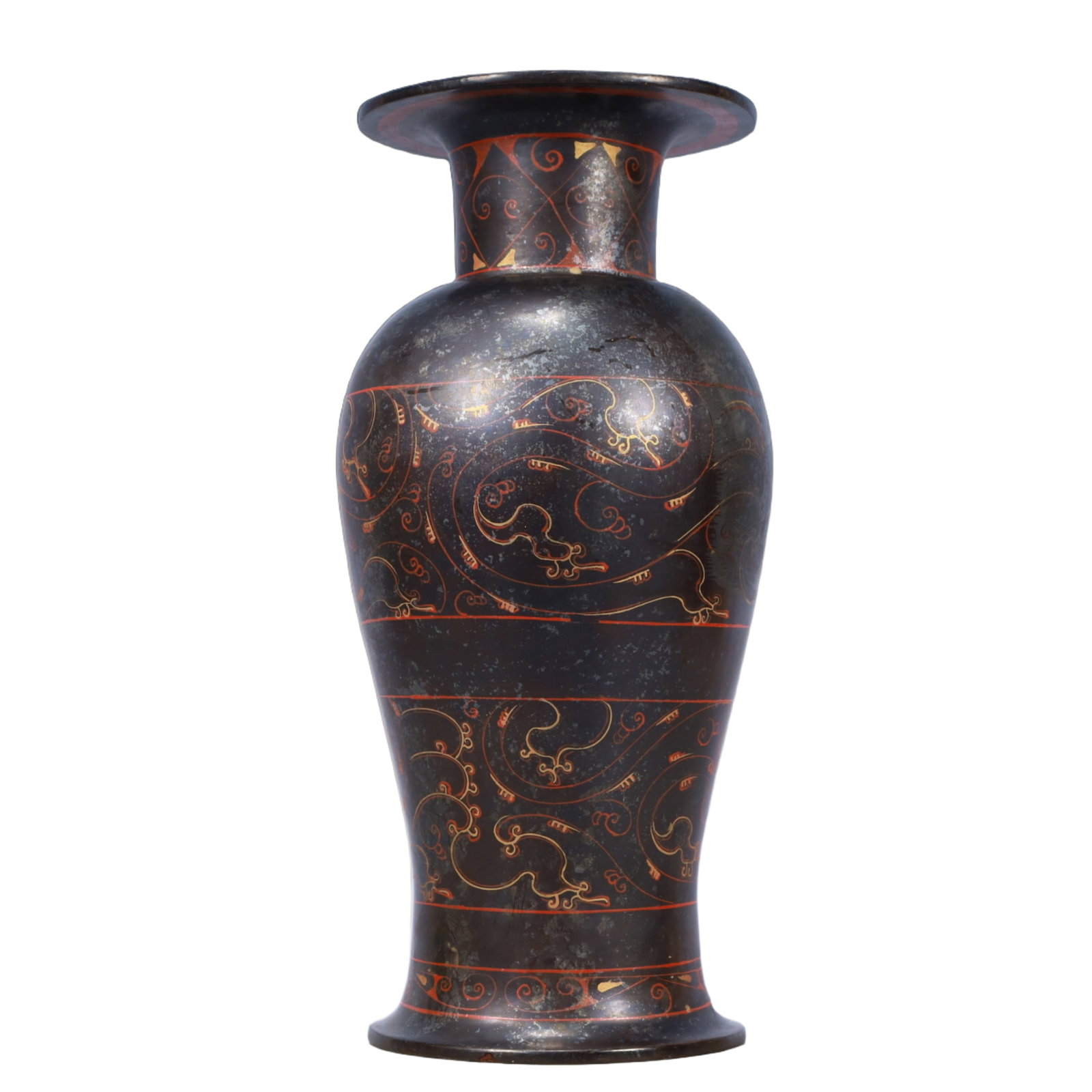 A Rare Lacquer Painted Color Dragon Pattern Vase - 7