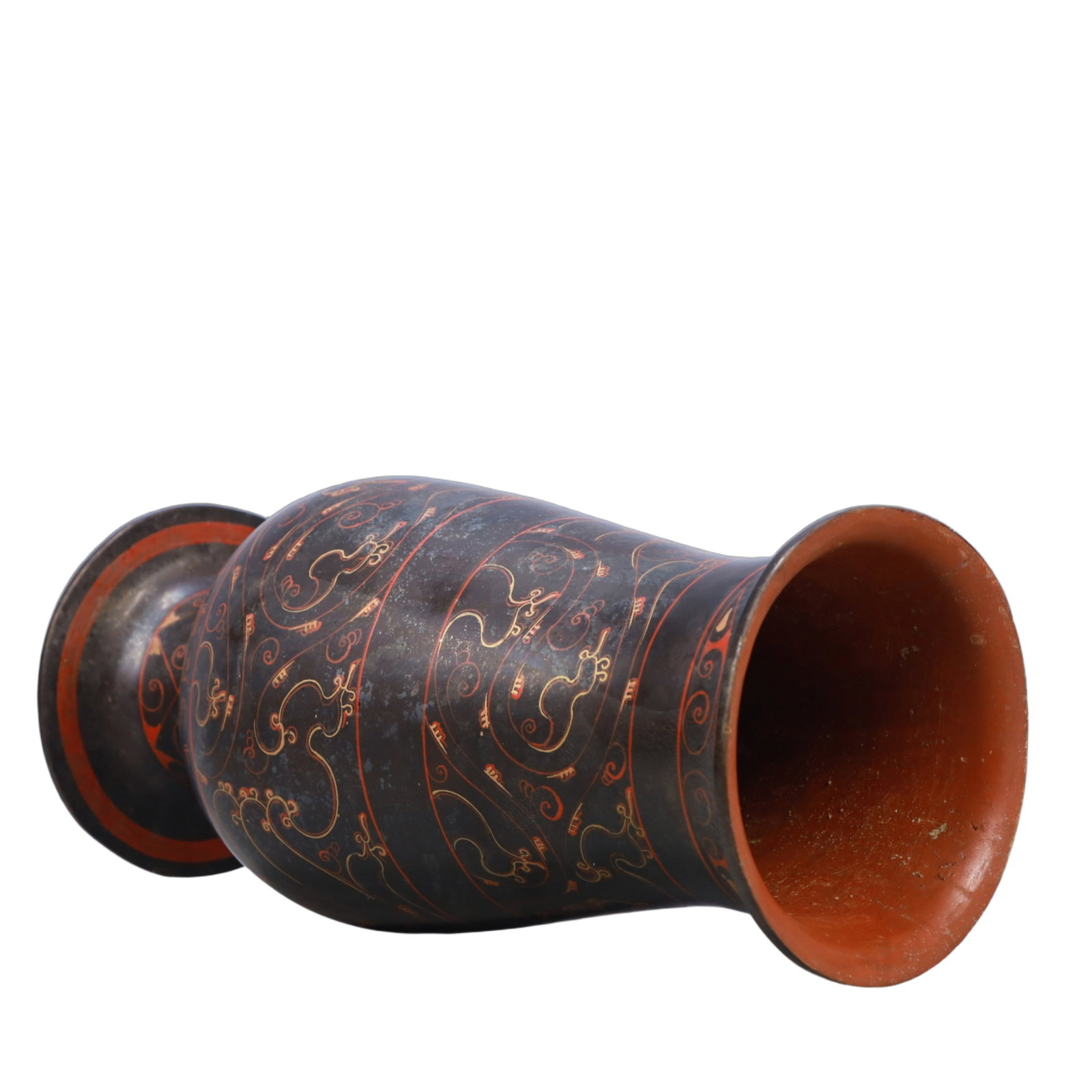 A Rare Lacquer Painted Color Dragon Pattern Vase - 8