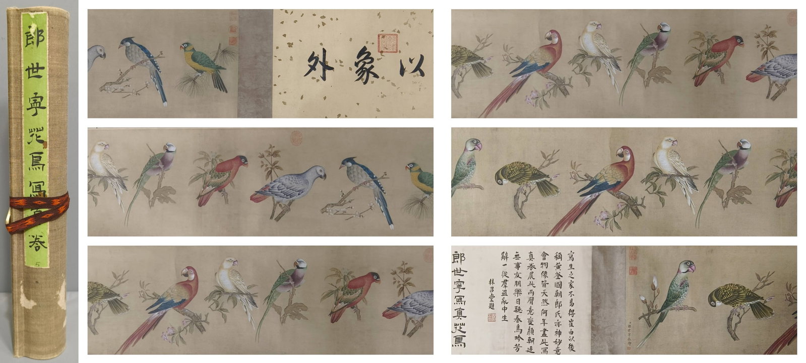 A Chinese Hand Scroll Ink Painting of Flower and Bird on Paper, (1 of 15)