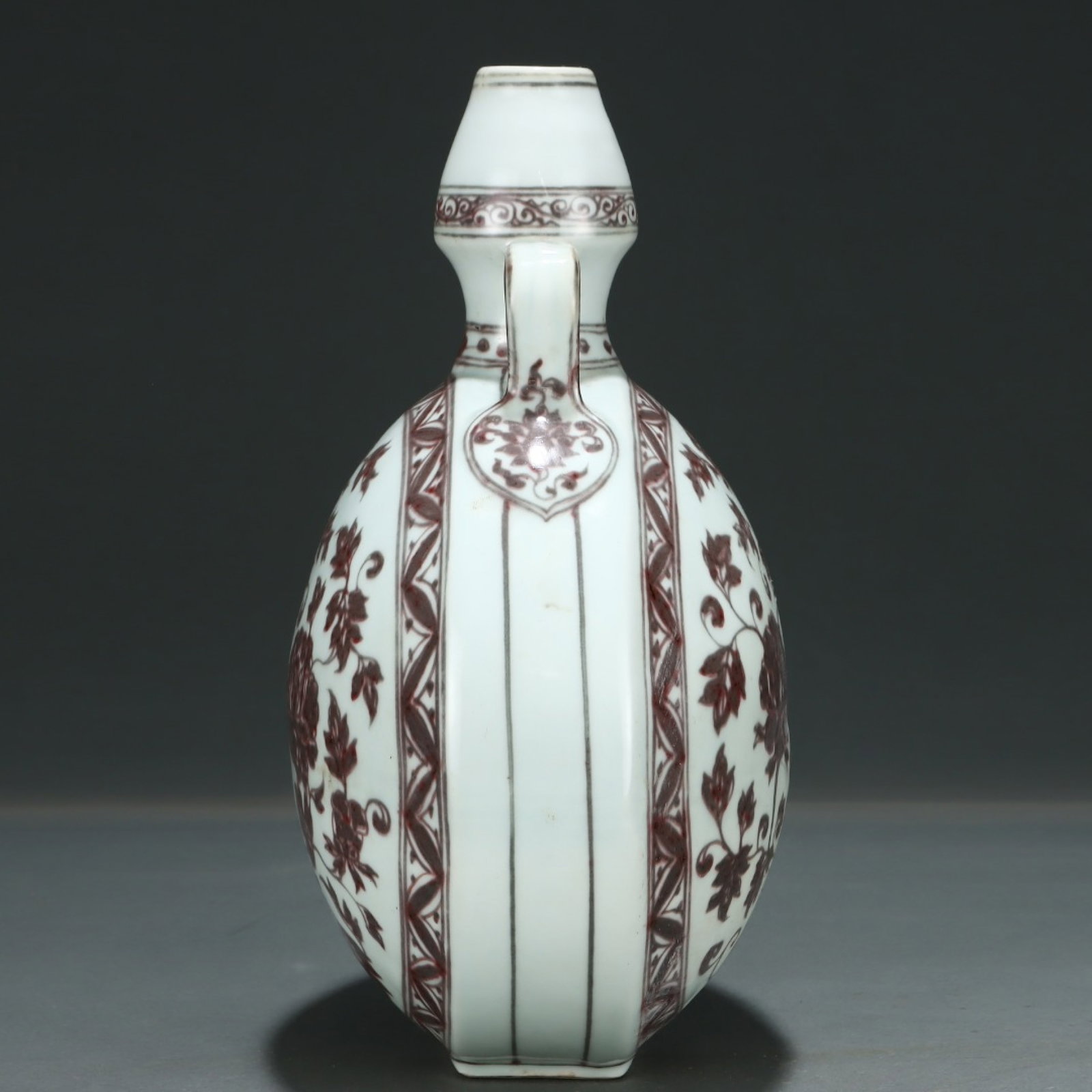 An Exquisite Underglaze-Red Flower Pattern Double-Ears Vase - 2