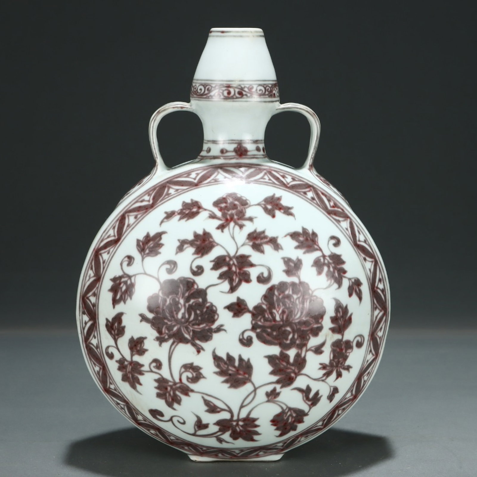 An Exquisite Underglaze-Red Flower Pattern Double-Ears Vase - 3