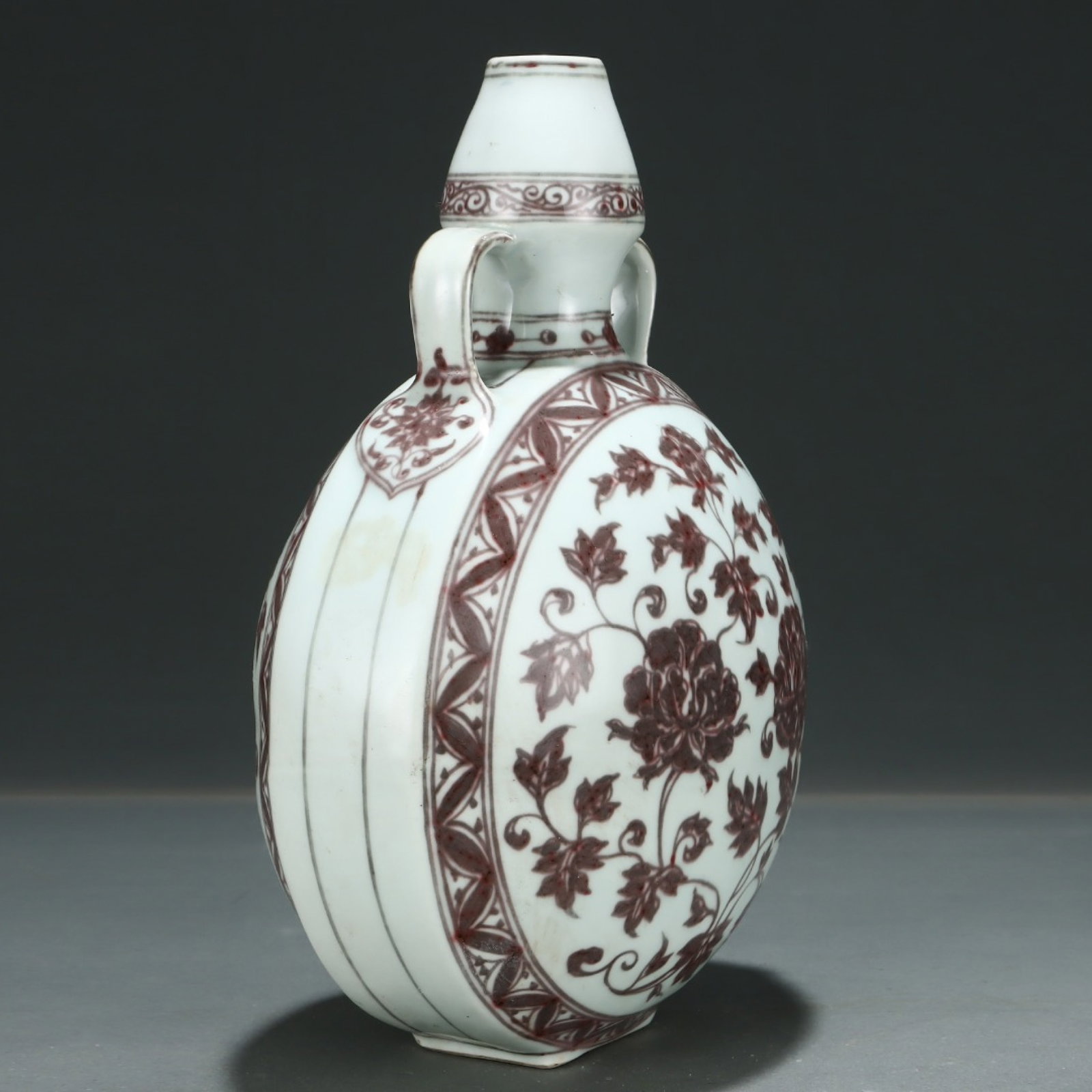 An Exquisite Underglaze-Red Flower Pattern Double-Ears Vase - 5