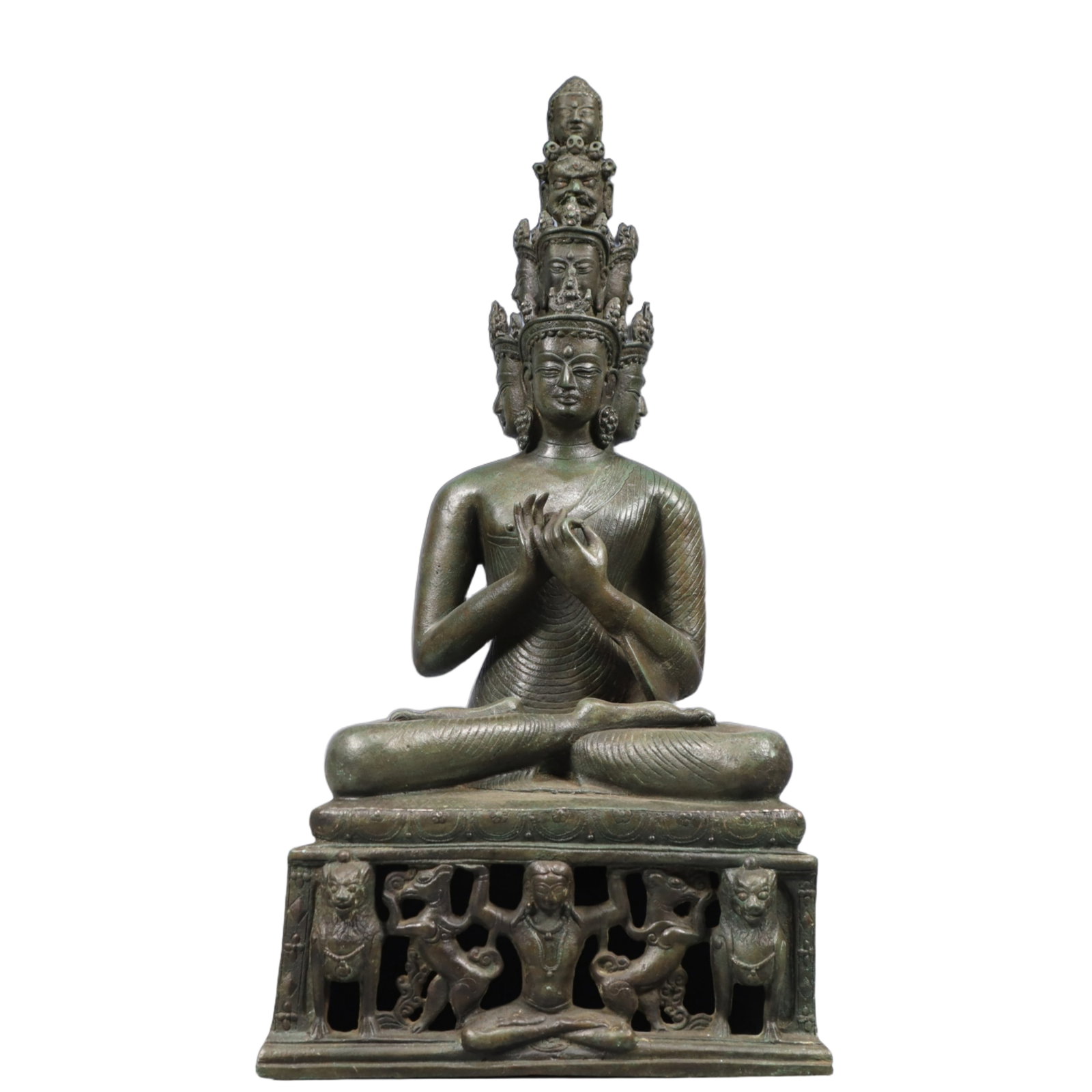 A Solemn Bronze Statue of Avalokitesvara, With Inscription: A Solemn Bronze Statue of Avalokitesvara, With Inscription, Ming Dynasty, China, Size:13.2inx5.5inx18.9in, Weight:6500g