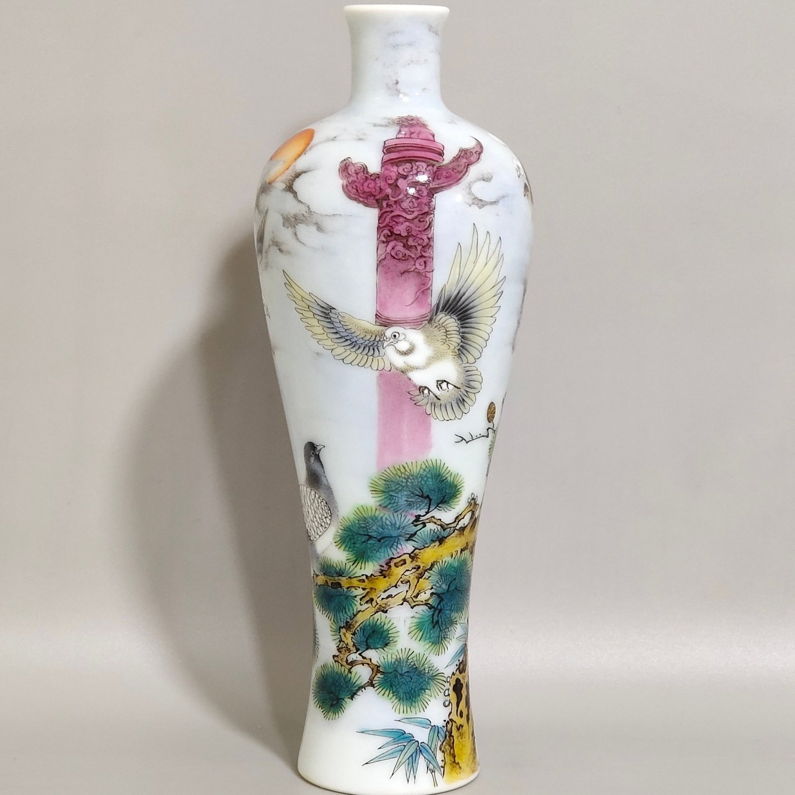 An Exquisite Famille-Rose Pine and Eagle Pattern Vase (1 of 8)