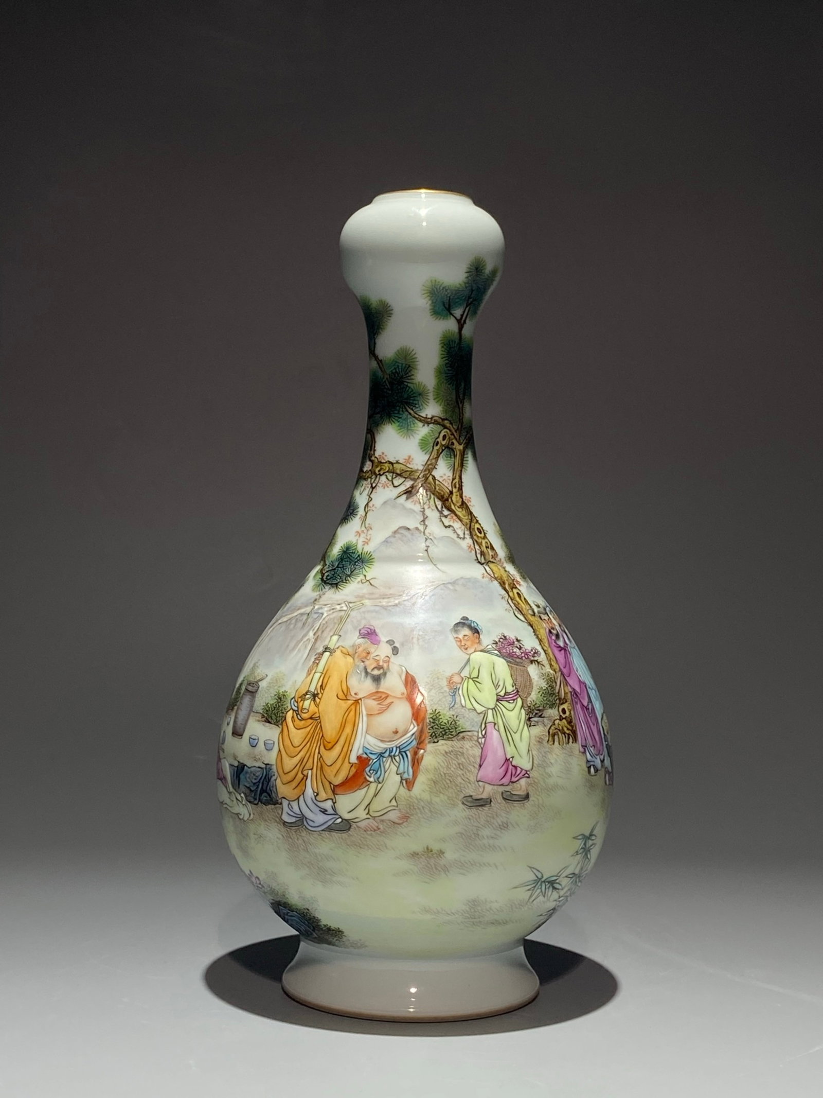 An Exquisite Famille-Rose Painted Gold Landscape and Figure Pattern Vase (1 of 9)