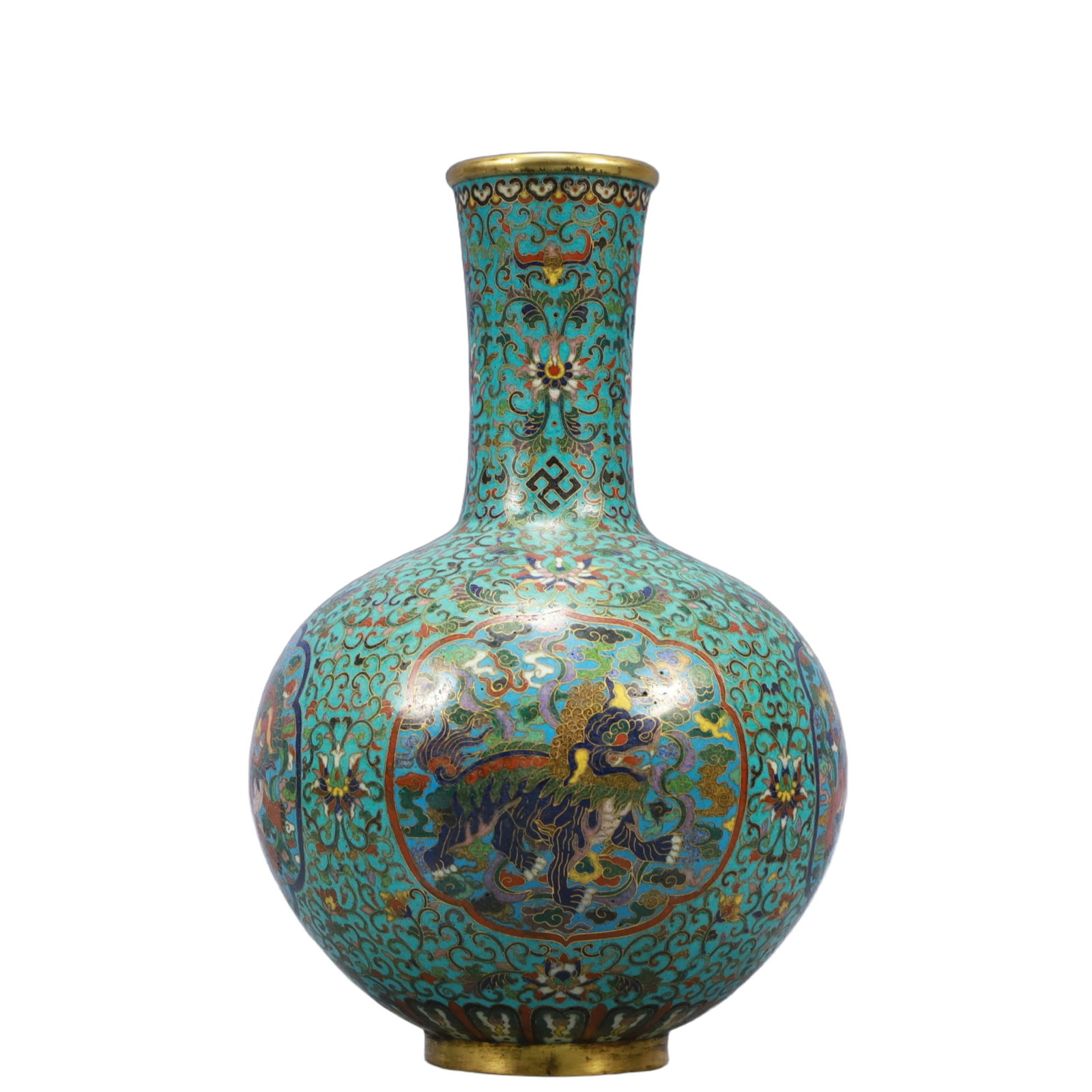 An Exquisite Cloisonne Auspicious Beast Lotus Pattern Vase (1 of 7)