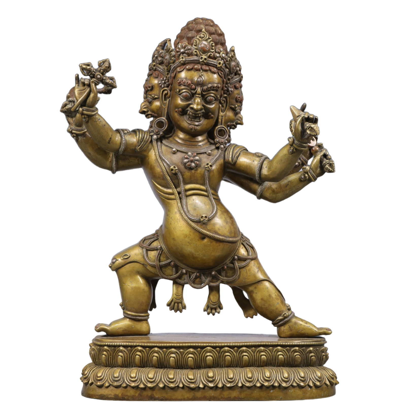 A Solemn Gilt Bronze Statue of Vajra, Inlaid Gems, With Inscription (1 of 10)
