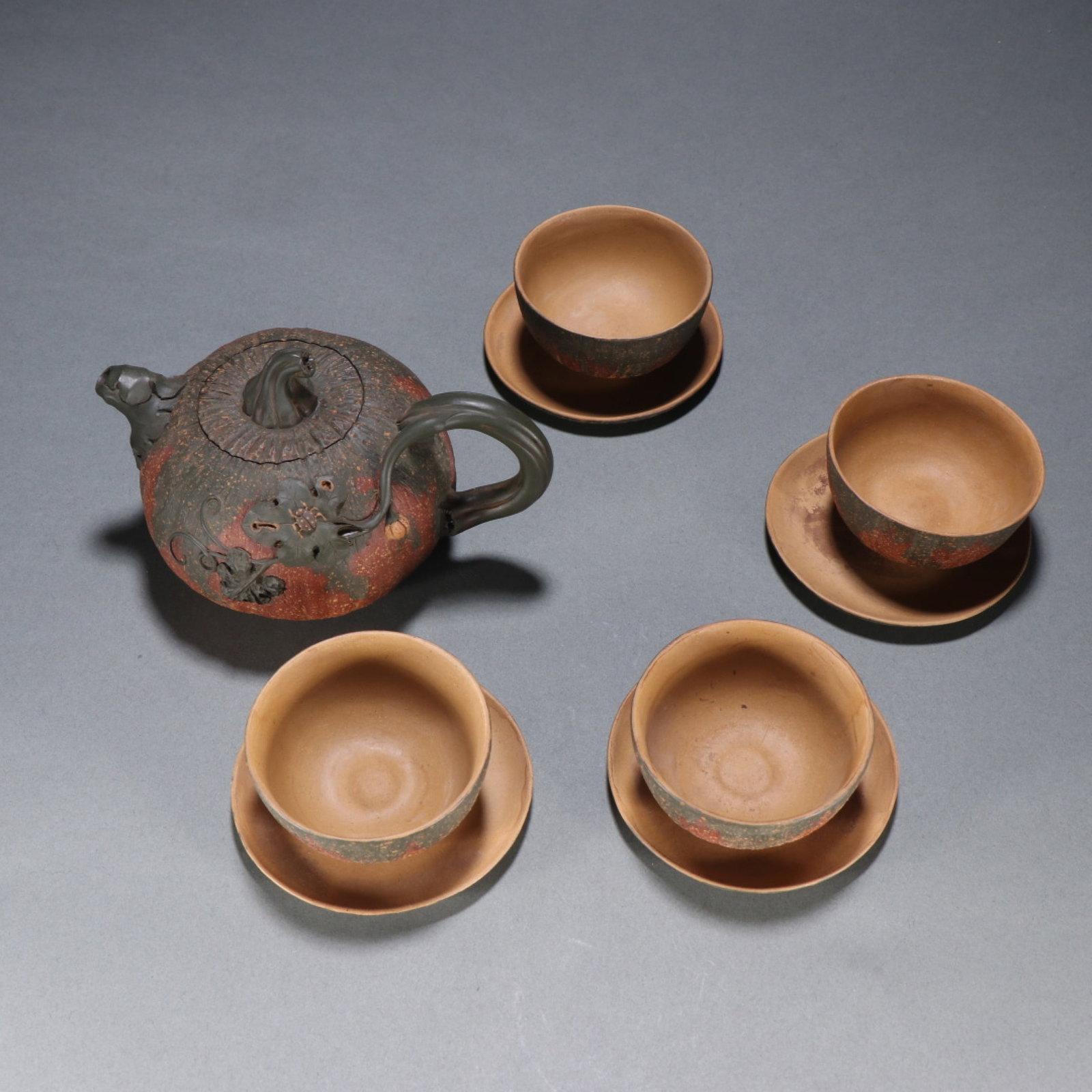 A Set of Rare Purple Sands Pumpkin-Shaped Teawares (1 of 9)
