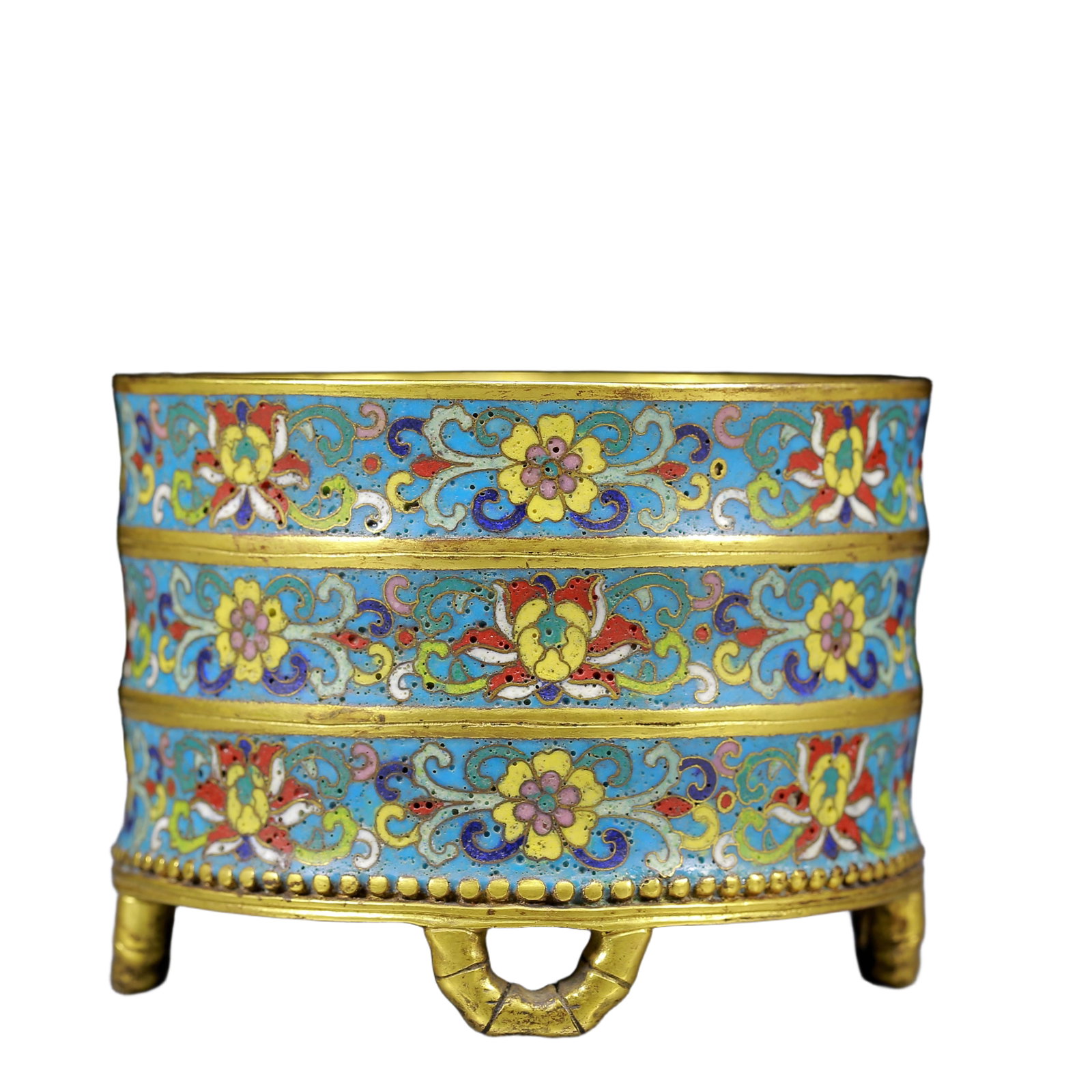 An Exquisite Cloisonne Flower Pattern Brush Pot - 3