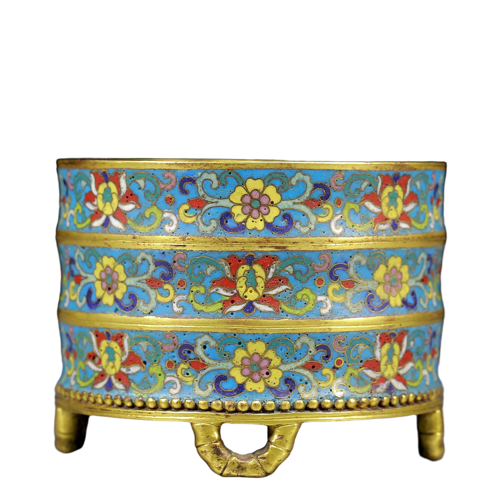 An Exquisite Cloisonne Flower Pattern Brush Pot - 4