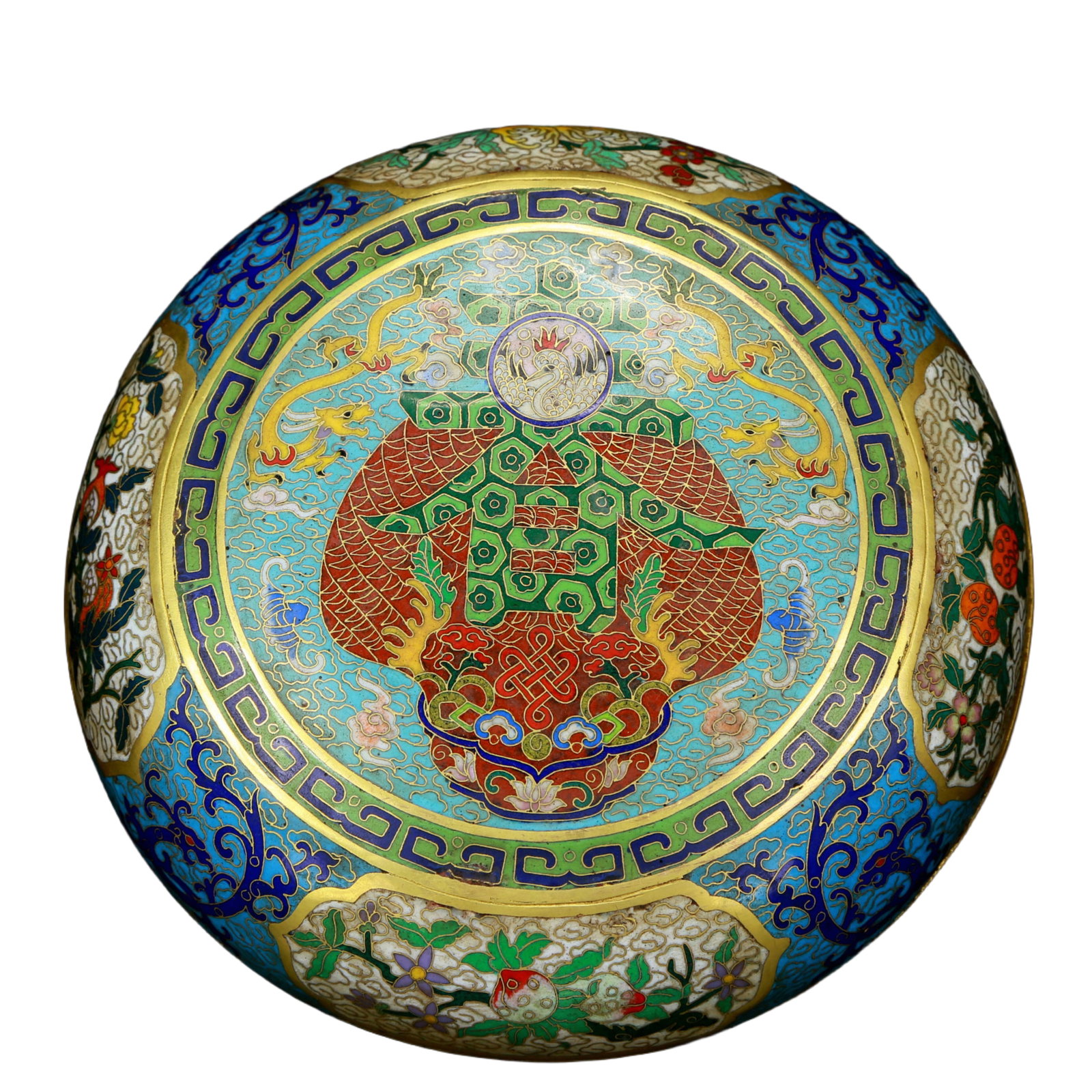 An exquisite cloisonne 'auspicious clouds and dragon' pattern box - 5