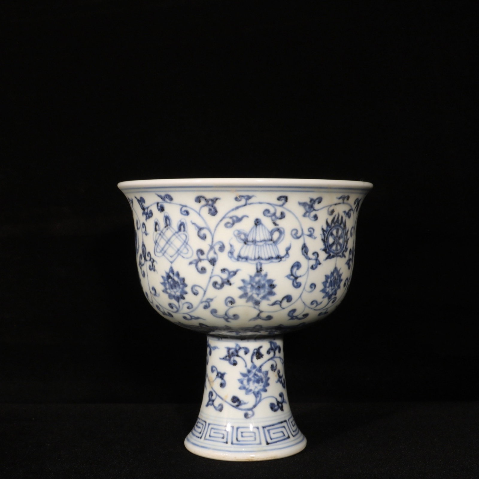 An Exquisite Blue and White Eight Treasures Pattern Stem Cup - 2