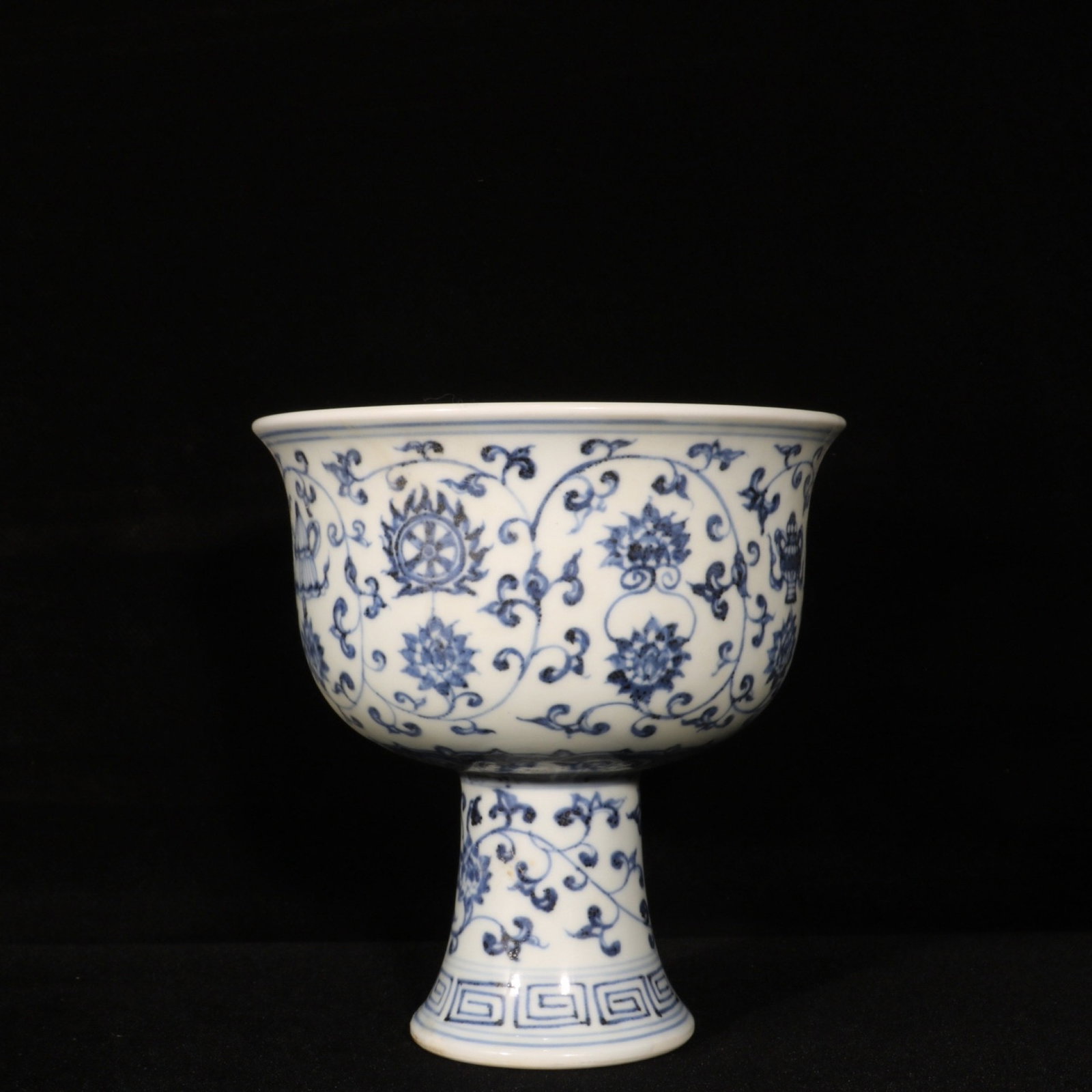 An Exquisite Blue and White Eight Treasures Pattern Stem Cup - 5