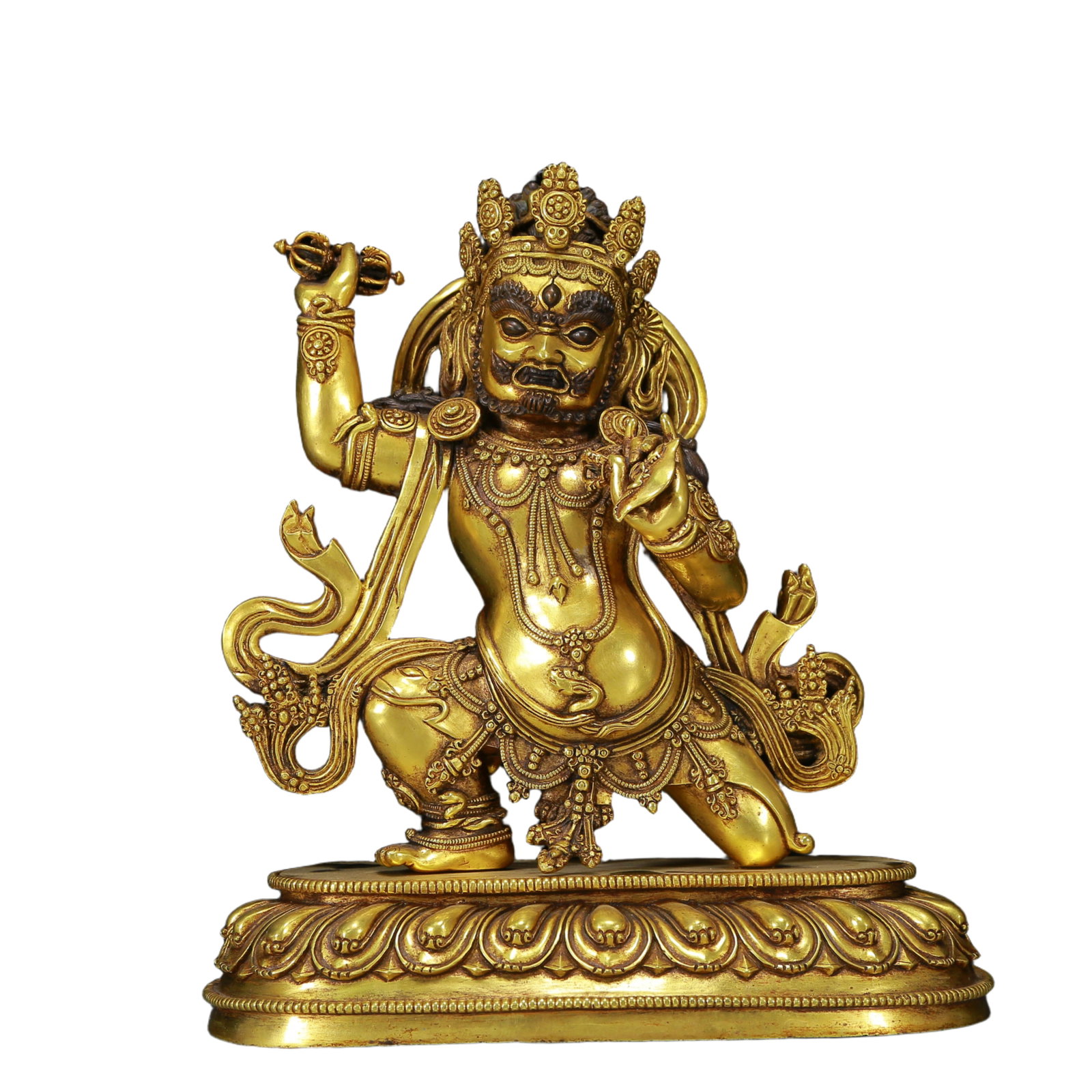 A Solemn Gilt Bronze Statue of Bodhisattva: A Solemn Gilt Bronze Statue of Bodhisattva,Qing Dynasty, China,Size:10.2inx5.5inx11.8in,Weight:5640g 铜鎏金菩萨像，清代
