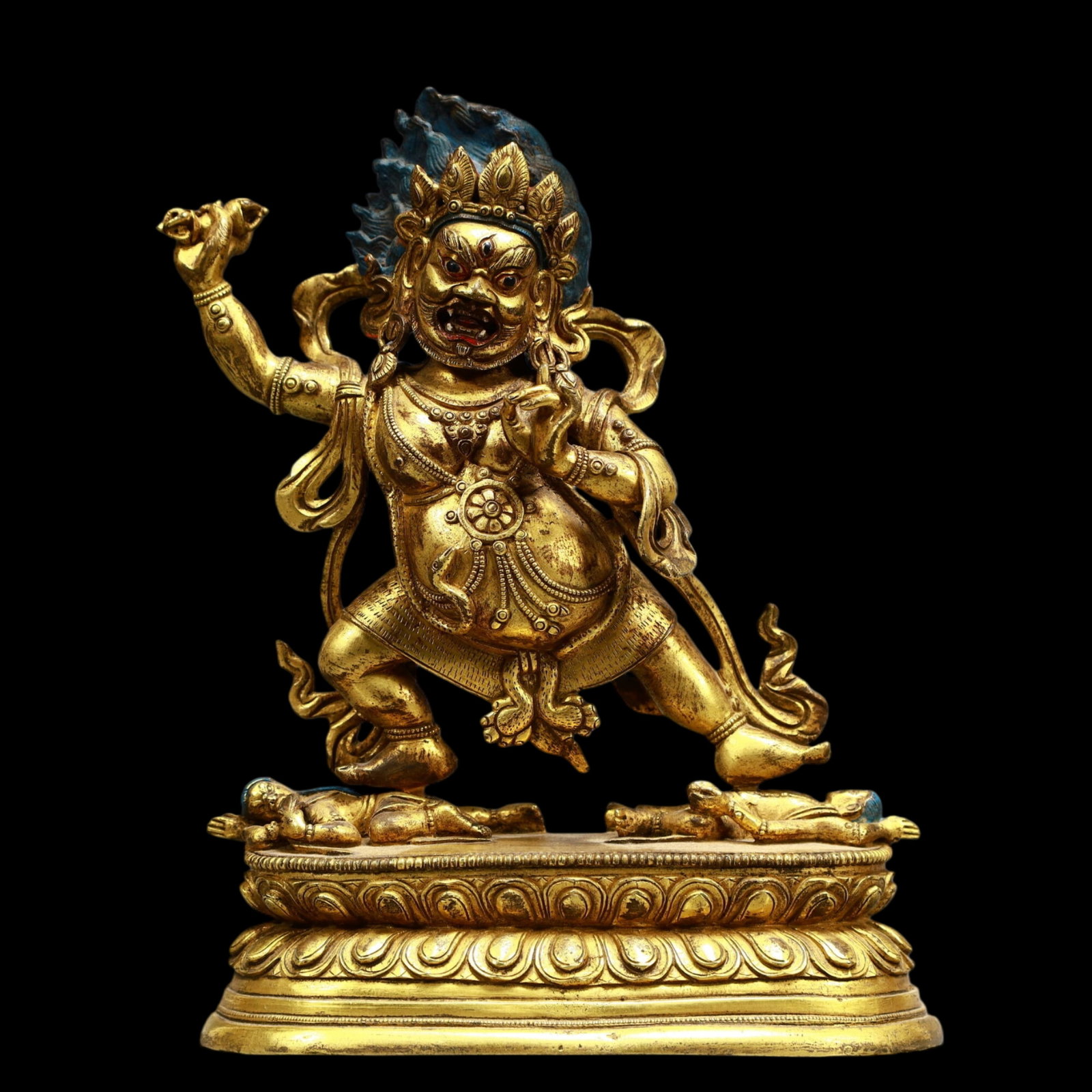 A Solemn Gilt Bronze Statue of Mammon: A Solemn Gilt Bronze Statue of Mammon,Qing Dynasty, China,Size:6.3inx2.6inx7.9in,Weight:1770g 铜鎏金财神像,中国清代