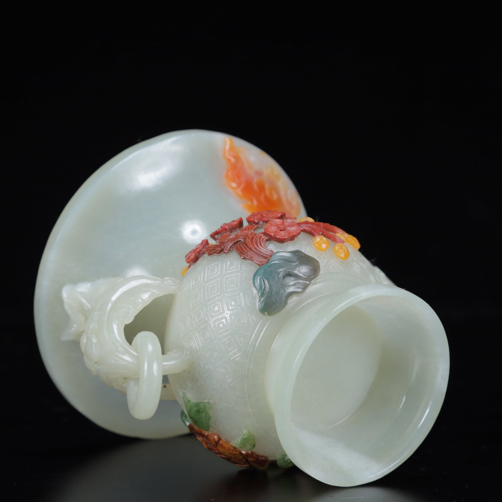An Exquisite White Jade Flower Pattern Double-Ears Cup - 10
