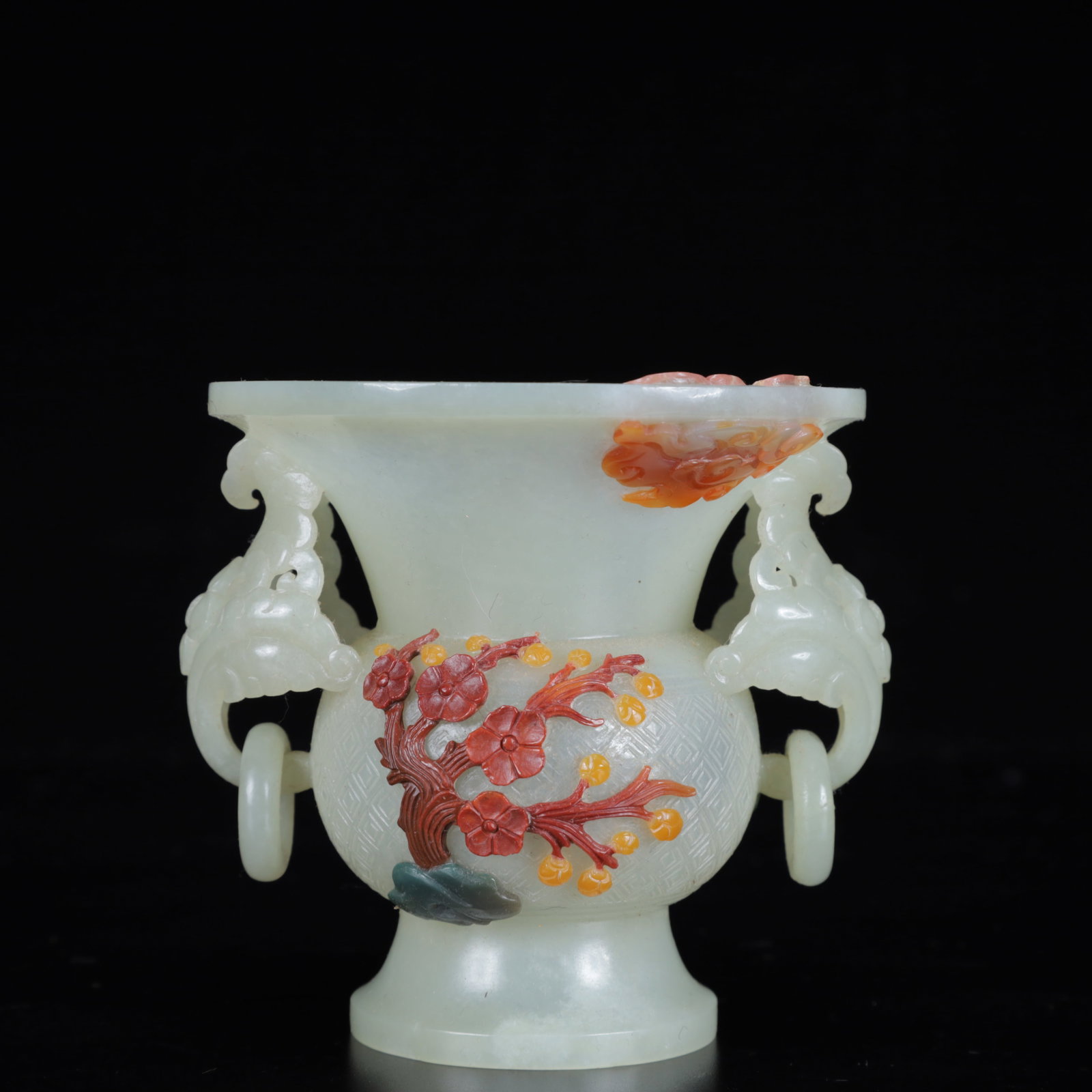 An Exquisite White Jade Flower Pattern Double-Ears Cup - 2