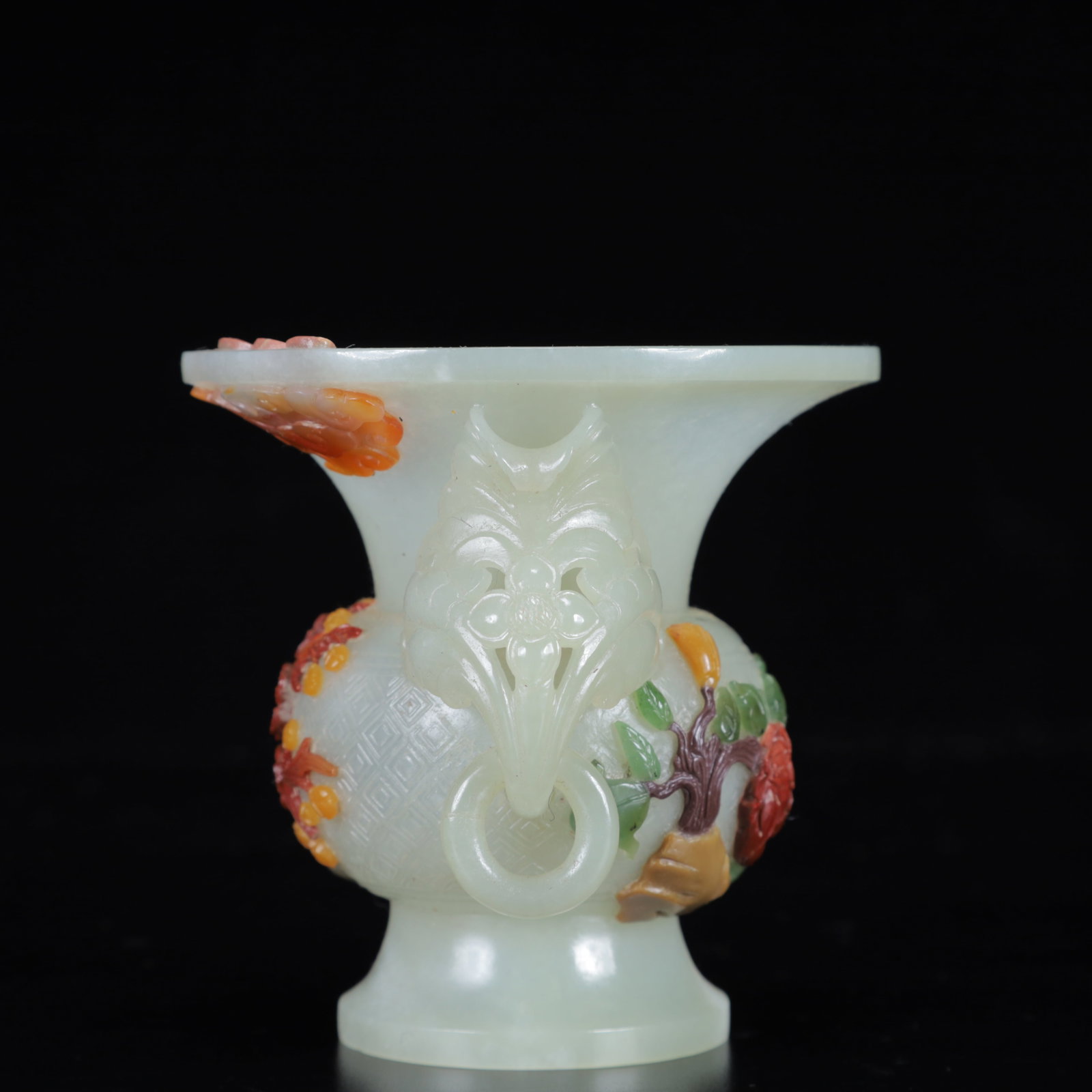 An Exquisite White Jade Flower Pattern Double-Ears Cup - 4