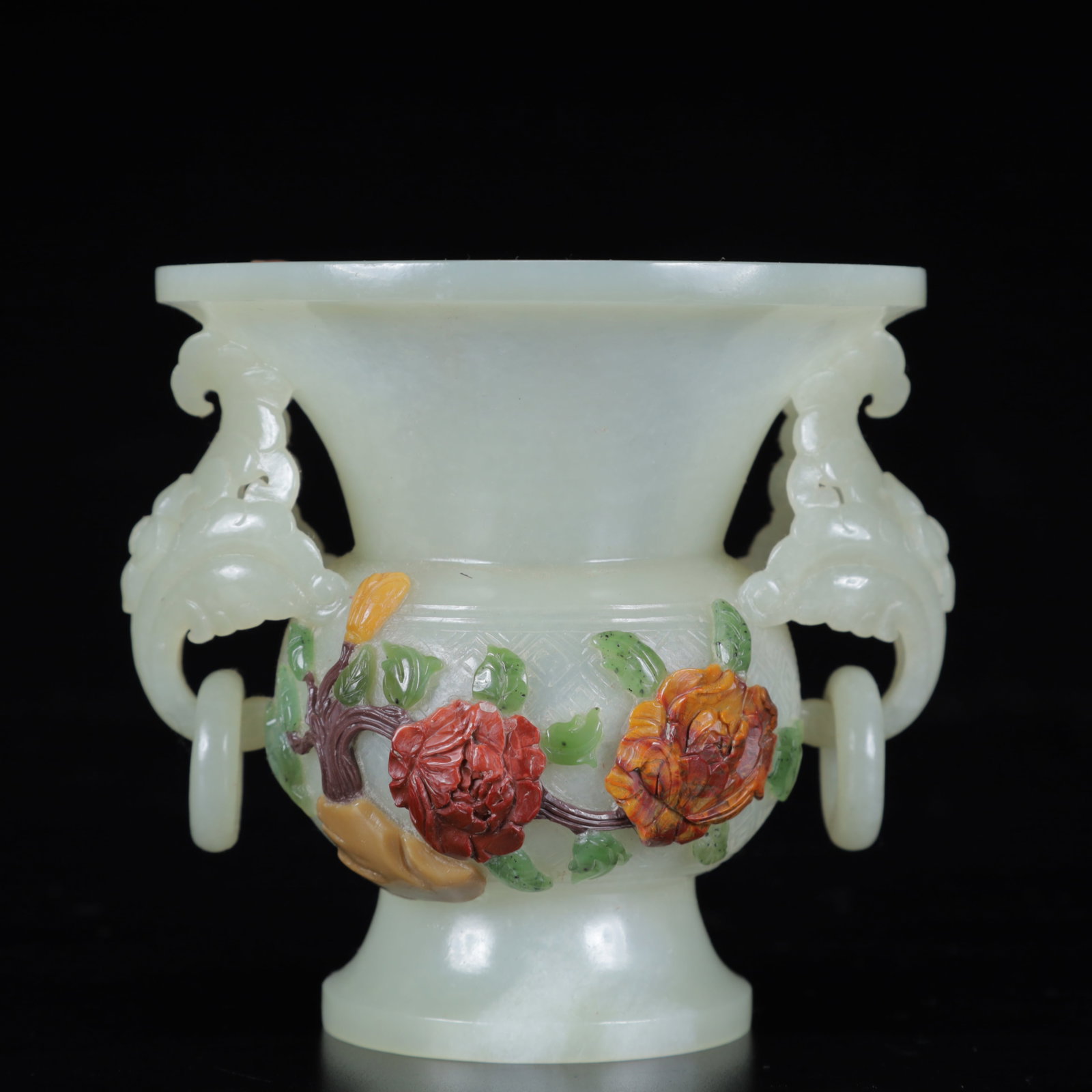 An Exquisite White Jade Flower Pattern Double-Ears Cup - 6